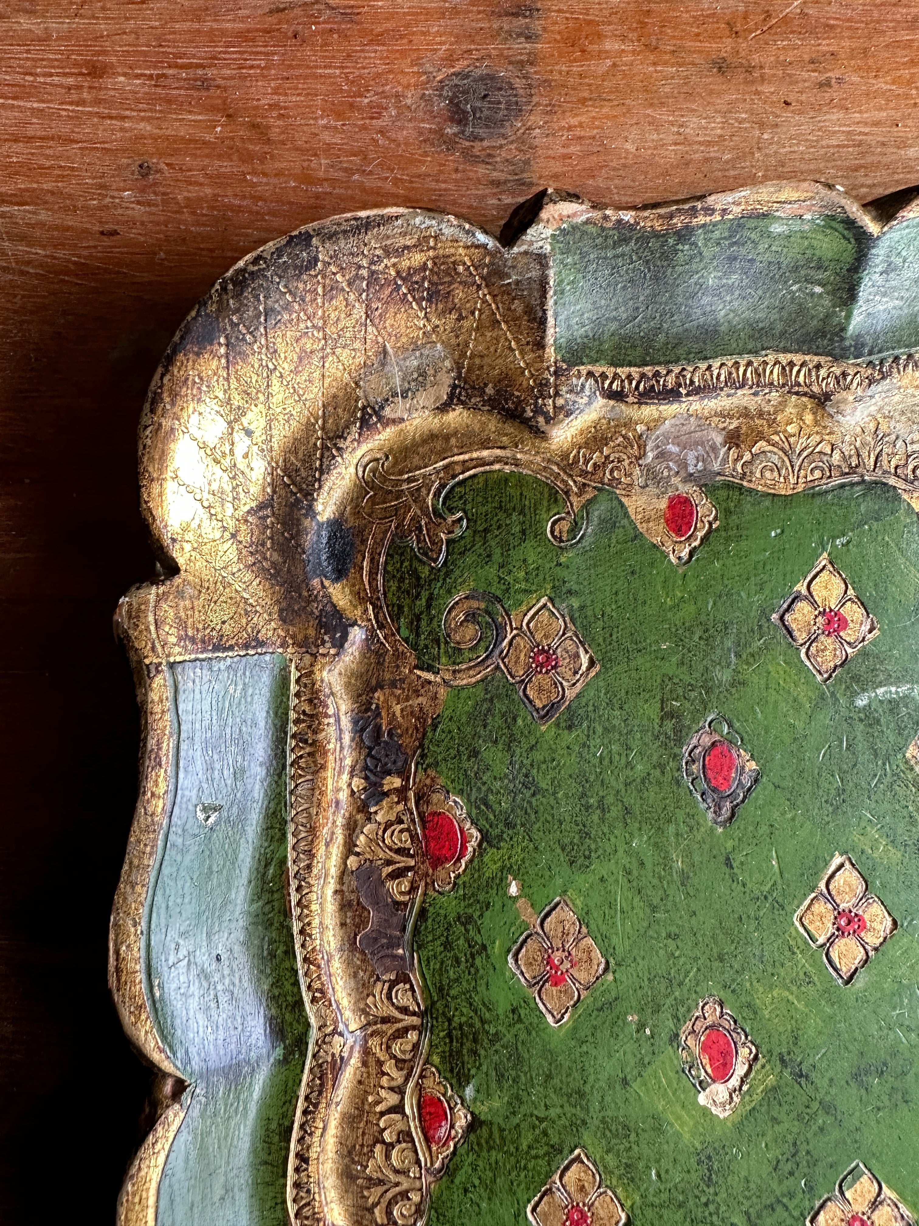 Small Green and Gold Florentine Tray