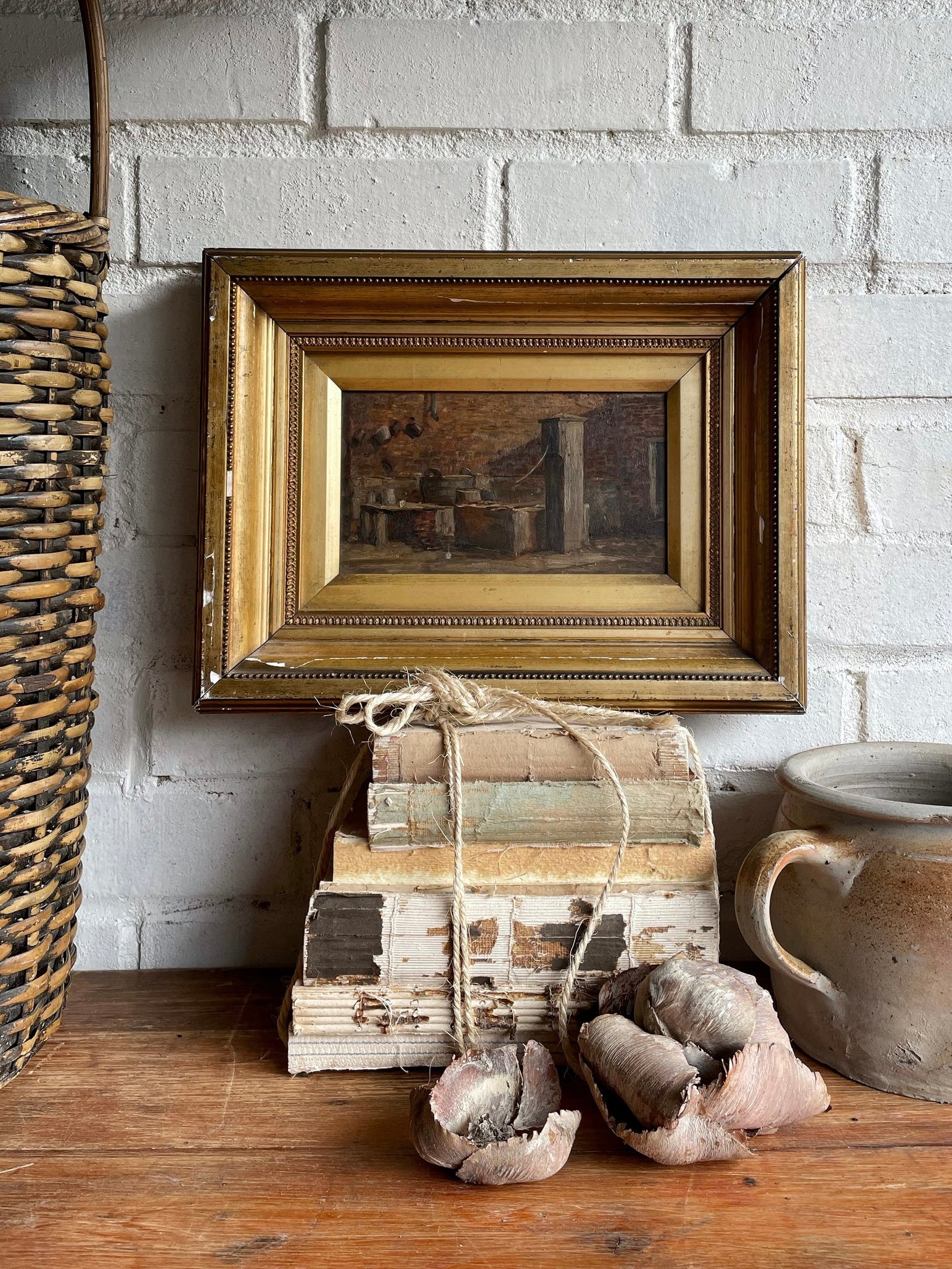 A Rustic Kitchen: Small Antique Oil
