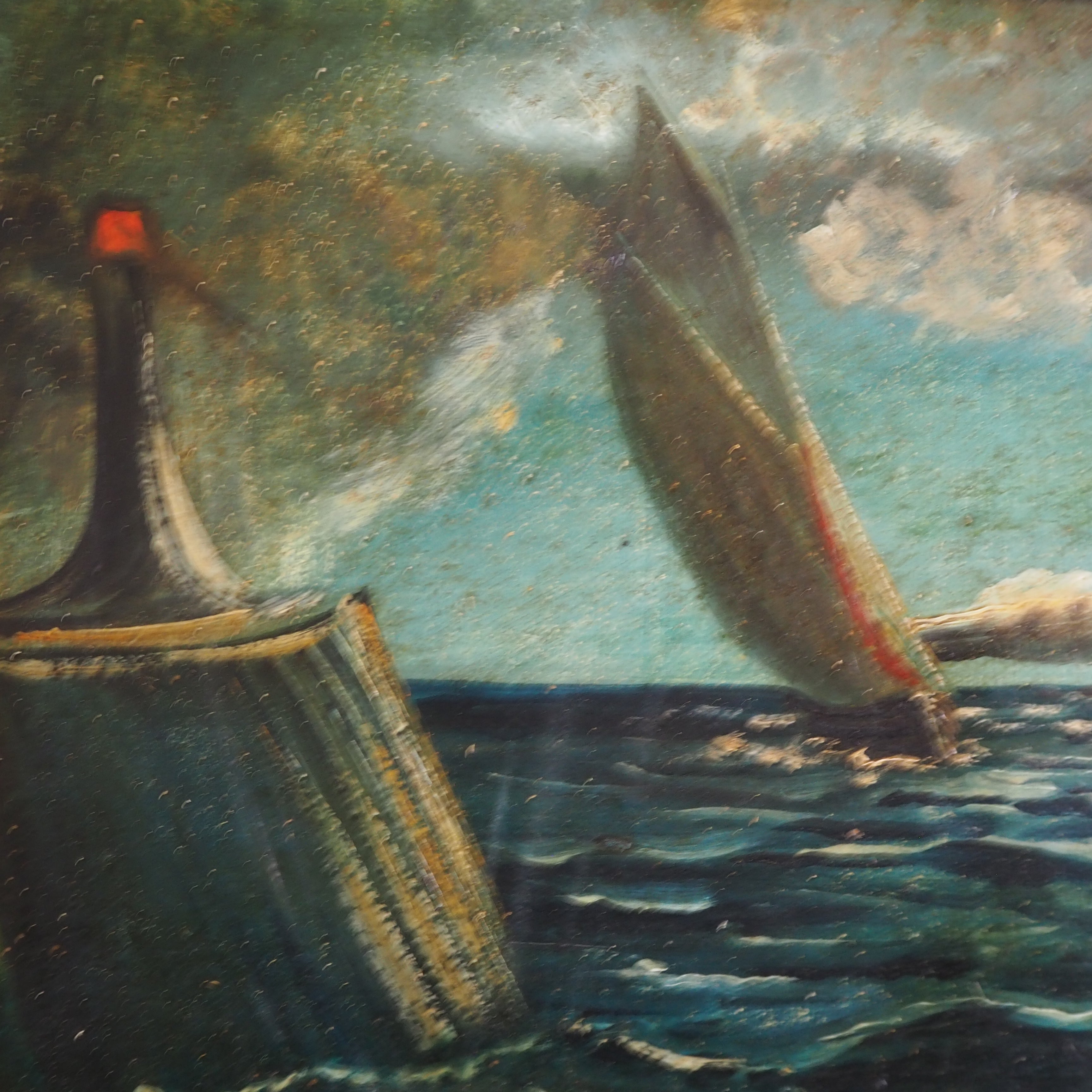 Moody Seas: Antique Oil on Board