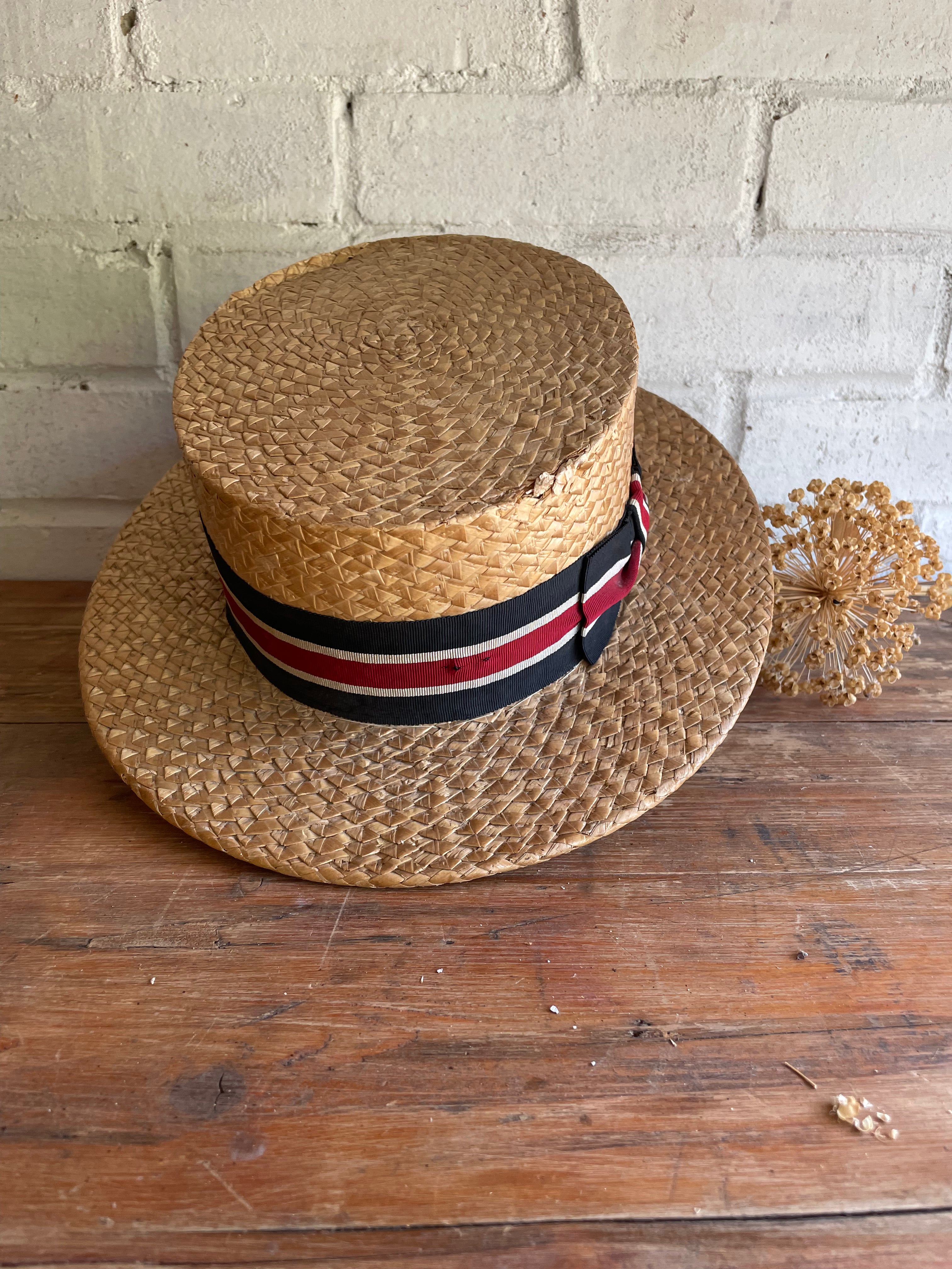 30s Vintage Hopkins Boater Hat 1/4 58cm 【公式通販】 30s Vintage Hopkins Boater Hat 1/4 58cm 【公式通販】
