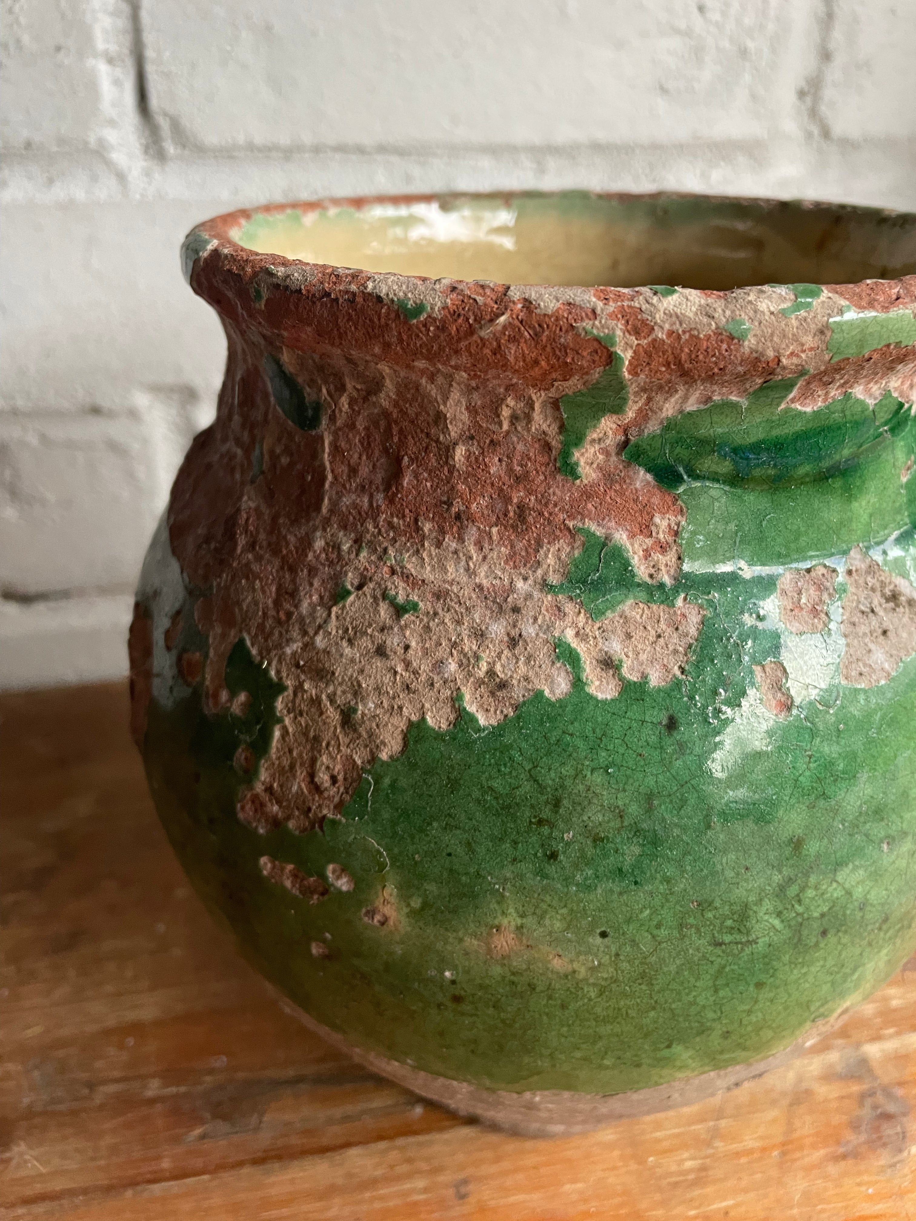 Small 19th Century French Green Confit Pot