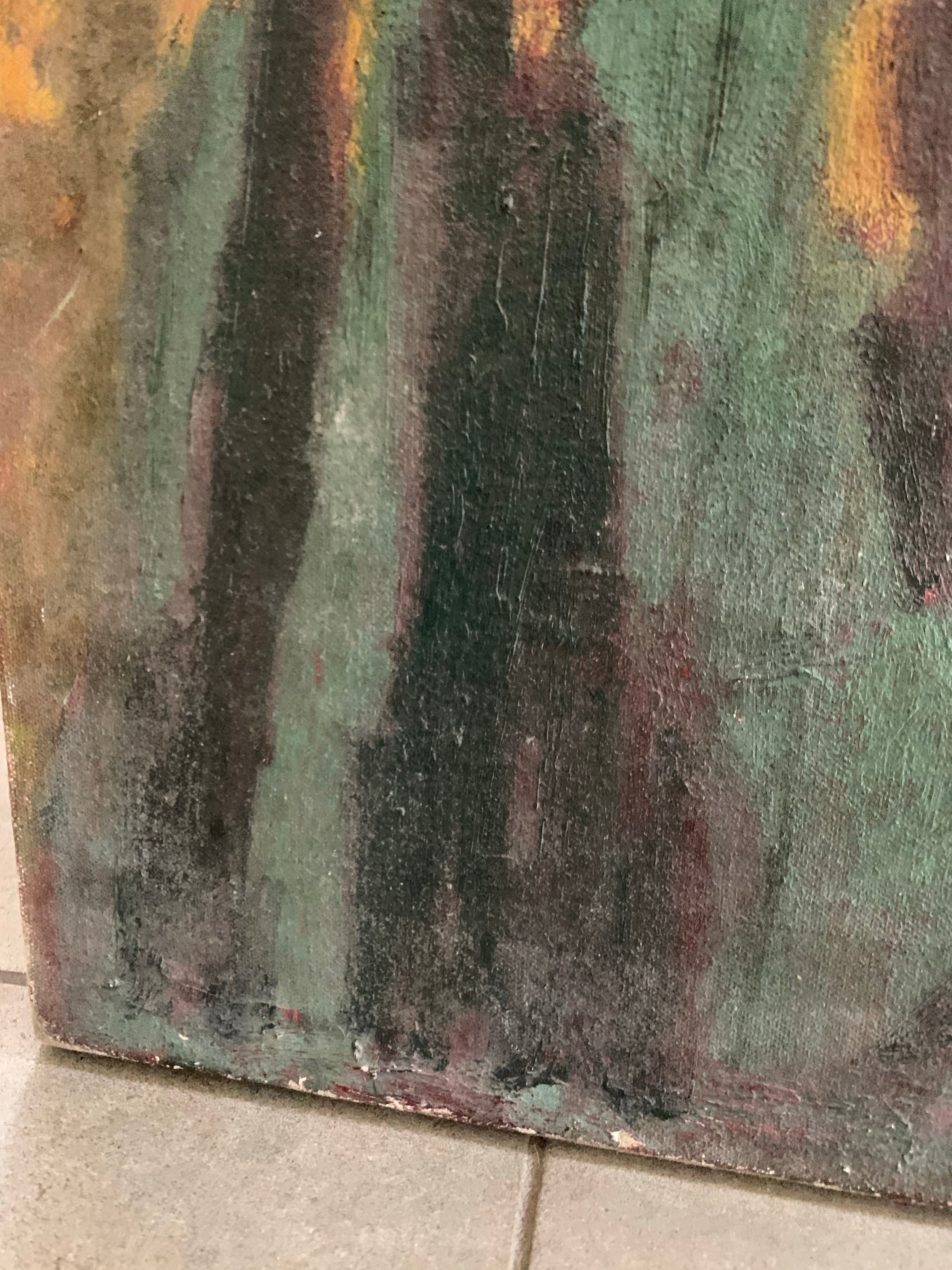 Portrait of a Man with Striped Shirt  - Oil on Canvas