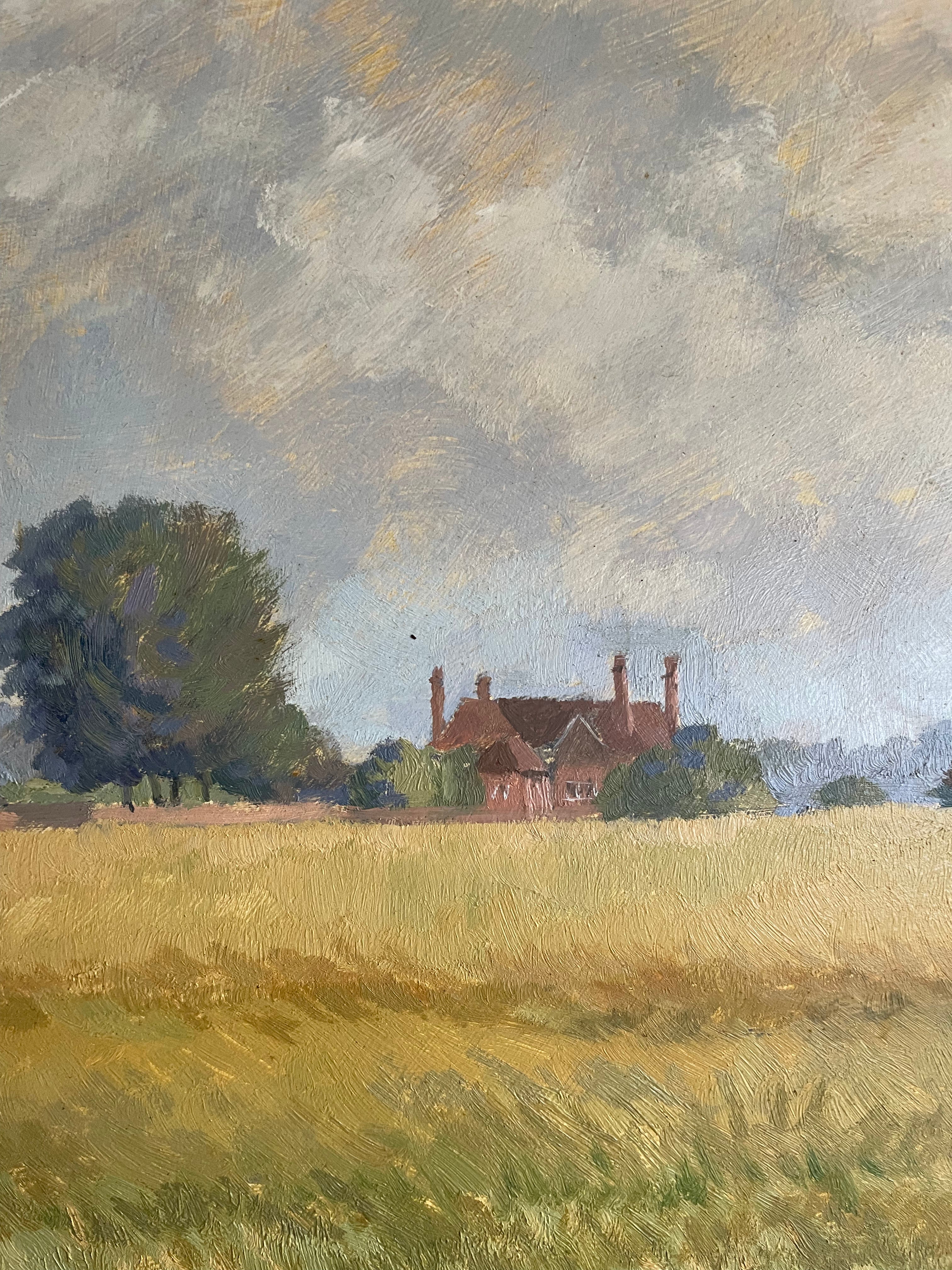 Hampshire Landscape: Small Signed Oil on Board