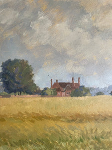 Hampshire Landscape: Small Signed Oil on Board