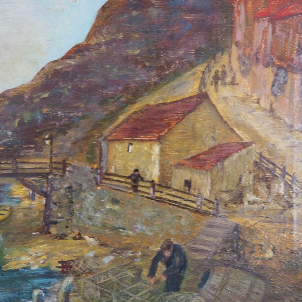 At the Water: Antique Oil on Canvas
