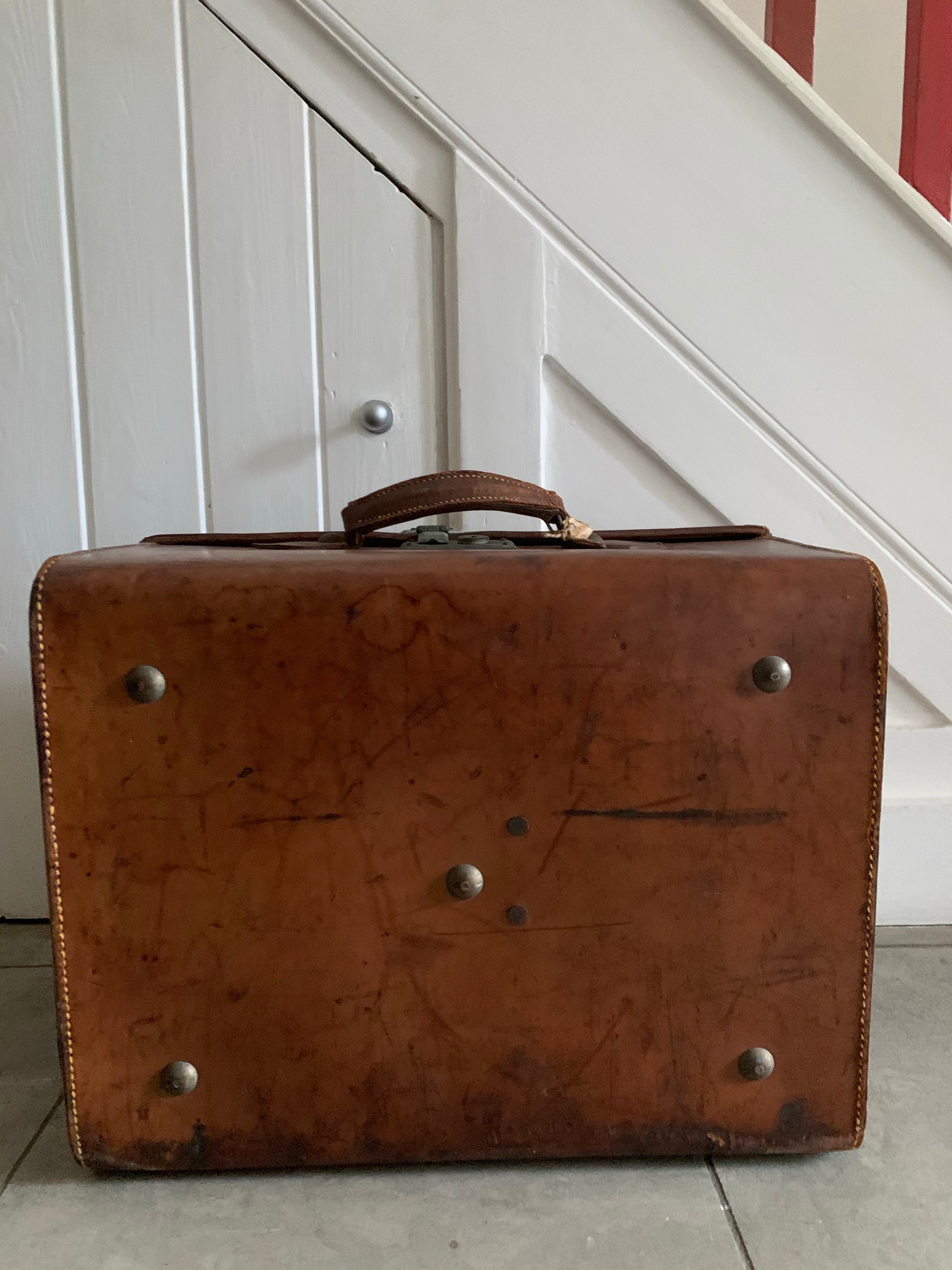 Beautiful 1930s Leather Steamer Trunk