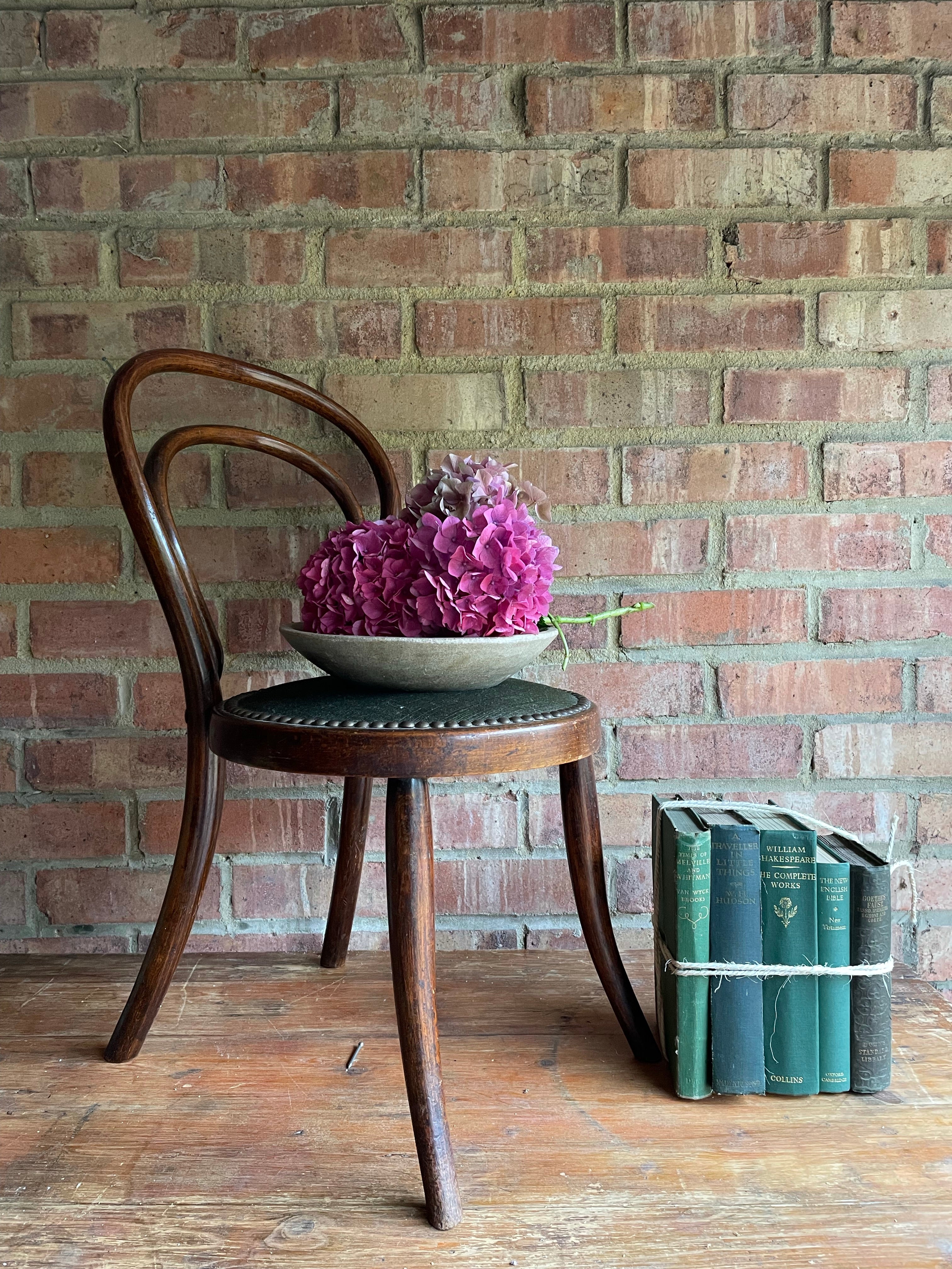 Little Bentwood Chair with Studded Green Velvet Seat