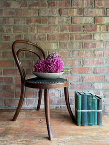 Little Bentwood Chair with Studded Green Velvet Seat