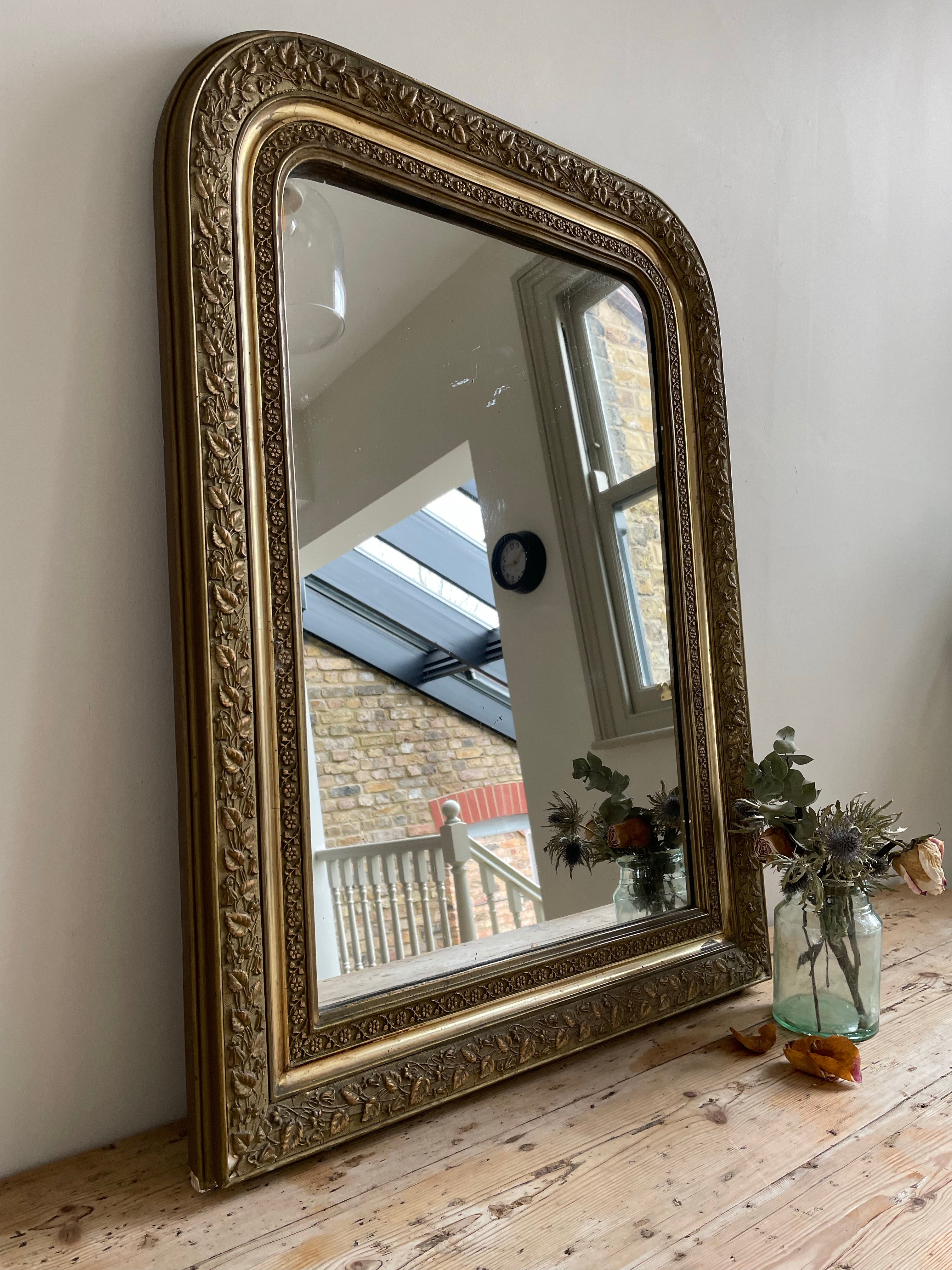 Large Antique French Gilt Mirror