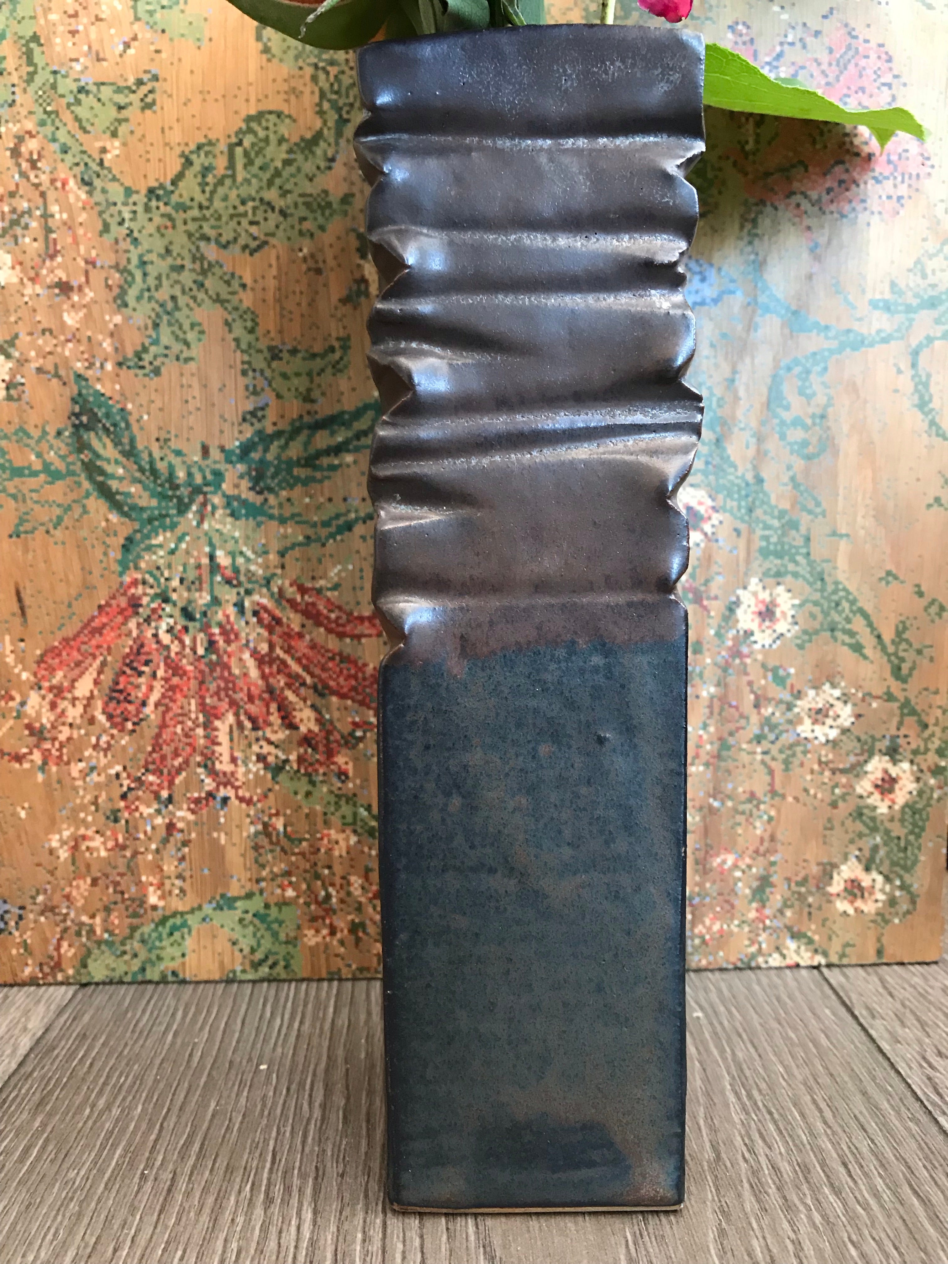 "Creased Look"  Studio Pottery Vase