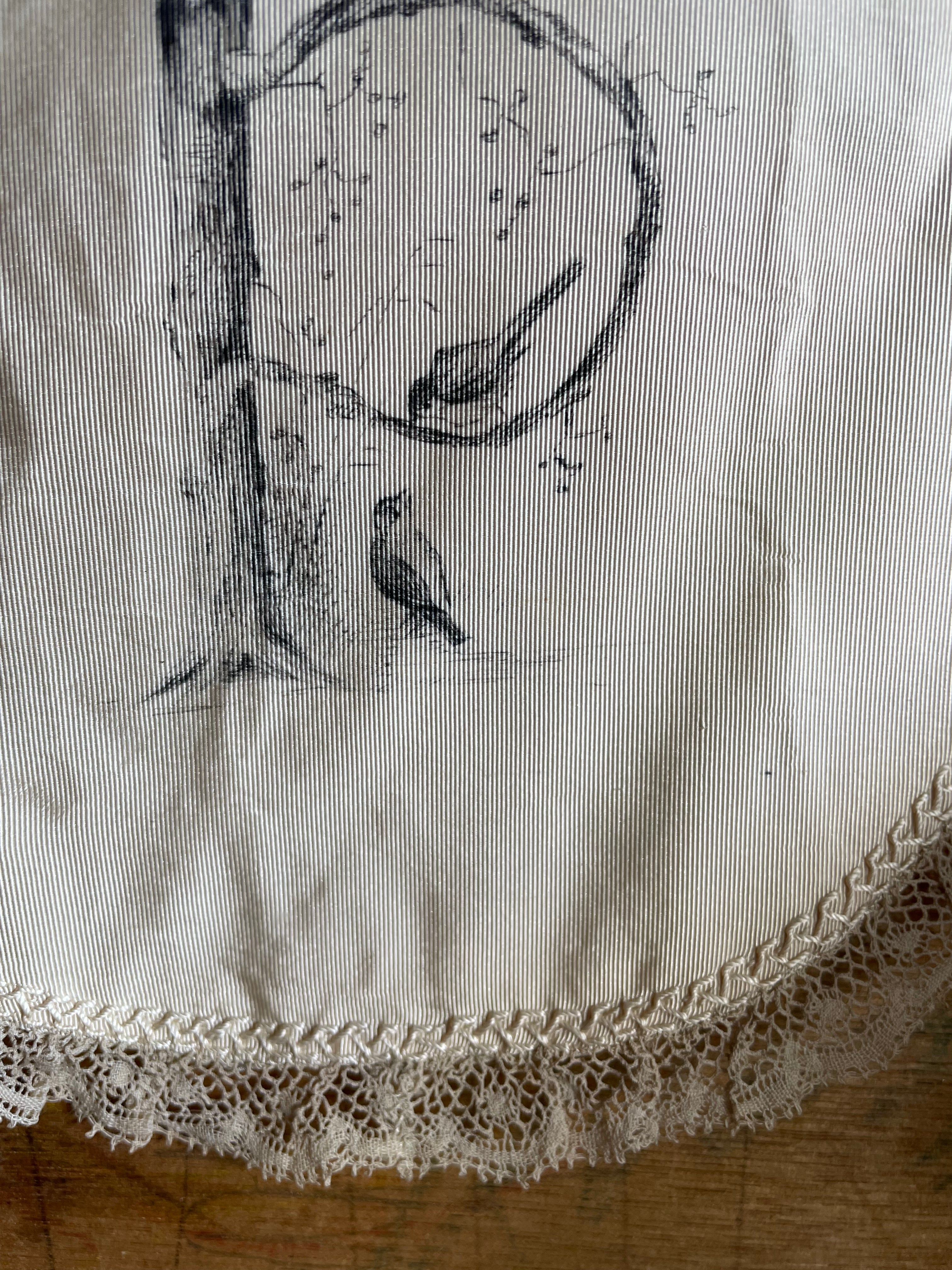 Victorian Silk & Lace Doily with Ink Lettered “P”