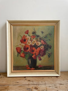 Floral Still Life: Vintage Oil on Board