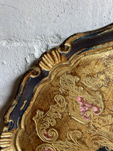 Florentine Tray in Black, Gold & Pink