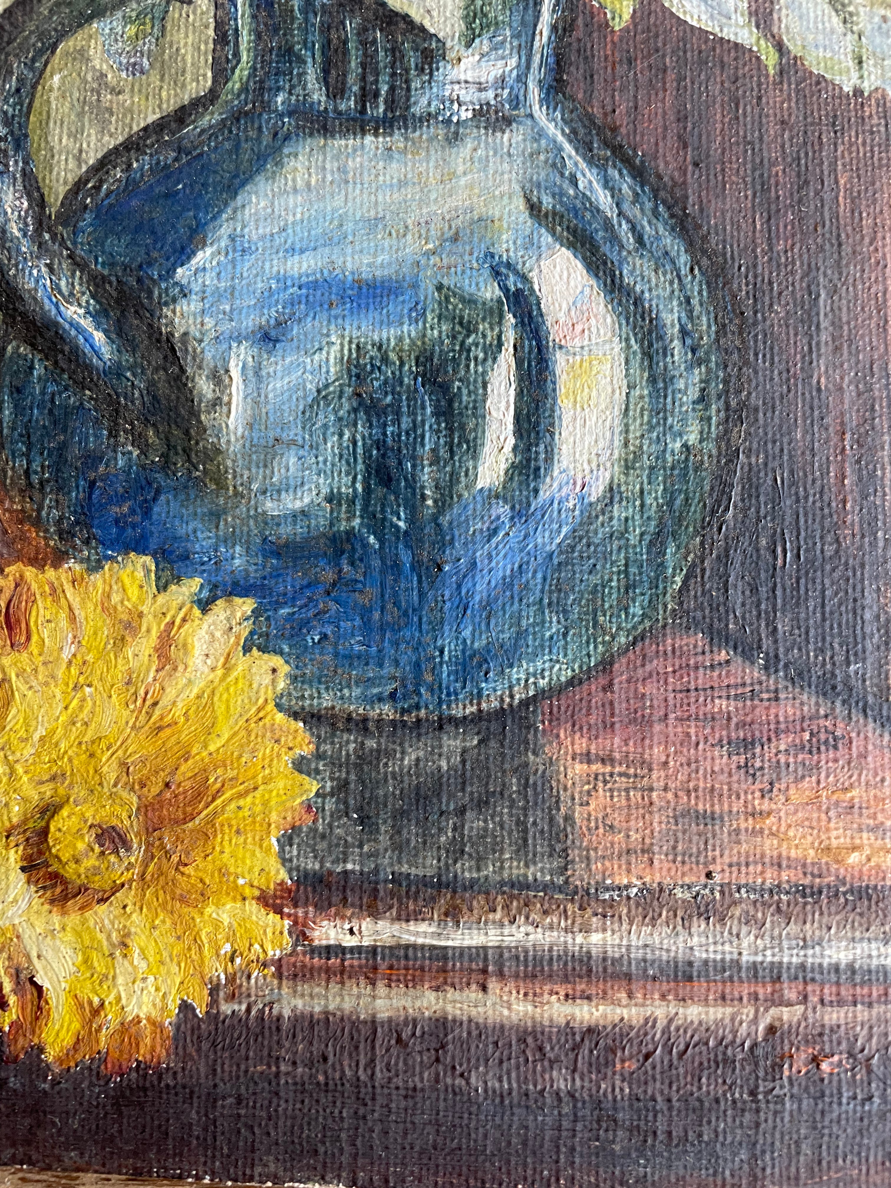 Floral Still Life: Small Oil on Paper on Board