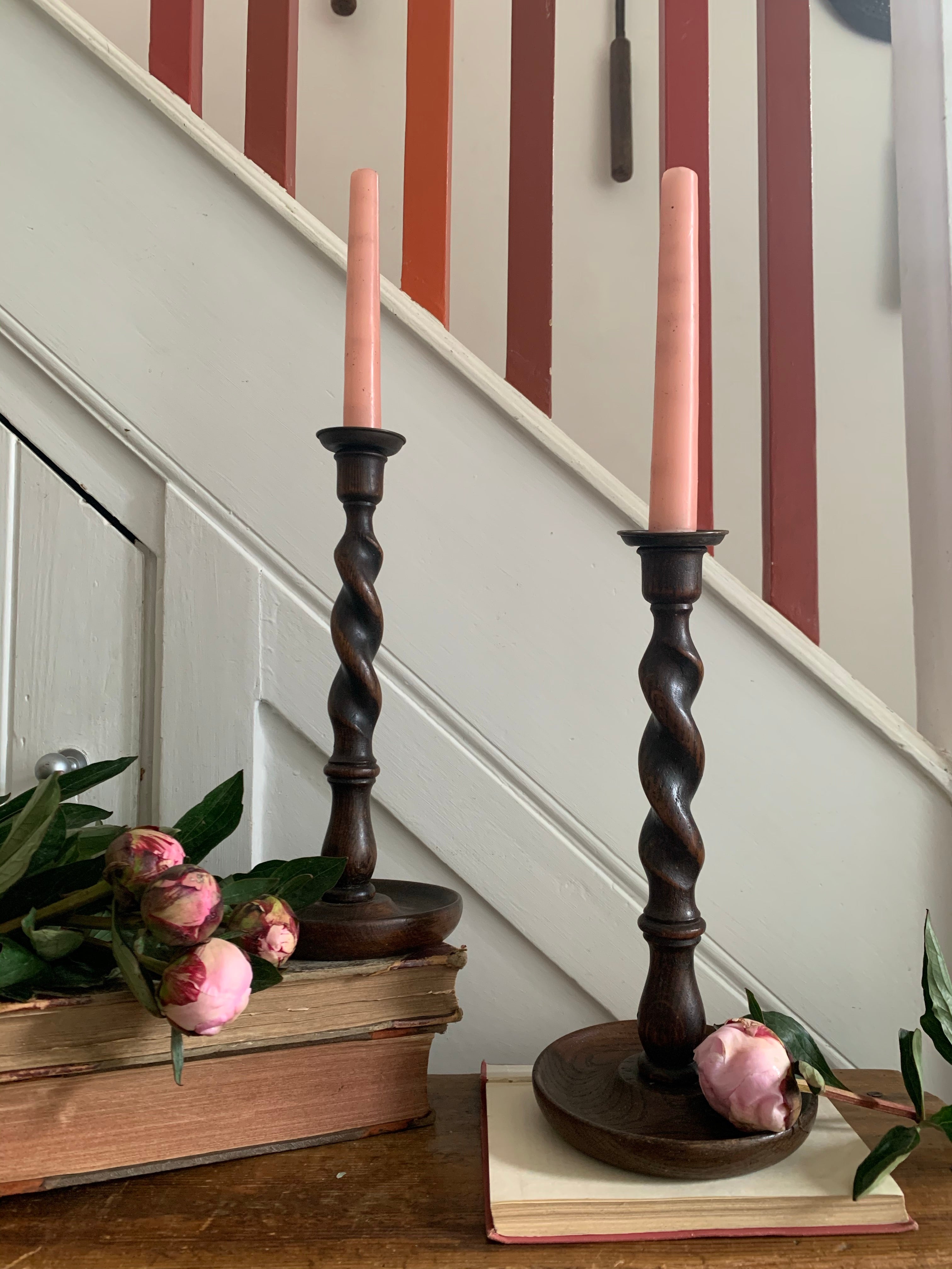 Antique “Barley Twist” Wooden Candlesticks – Reclectic