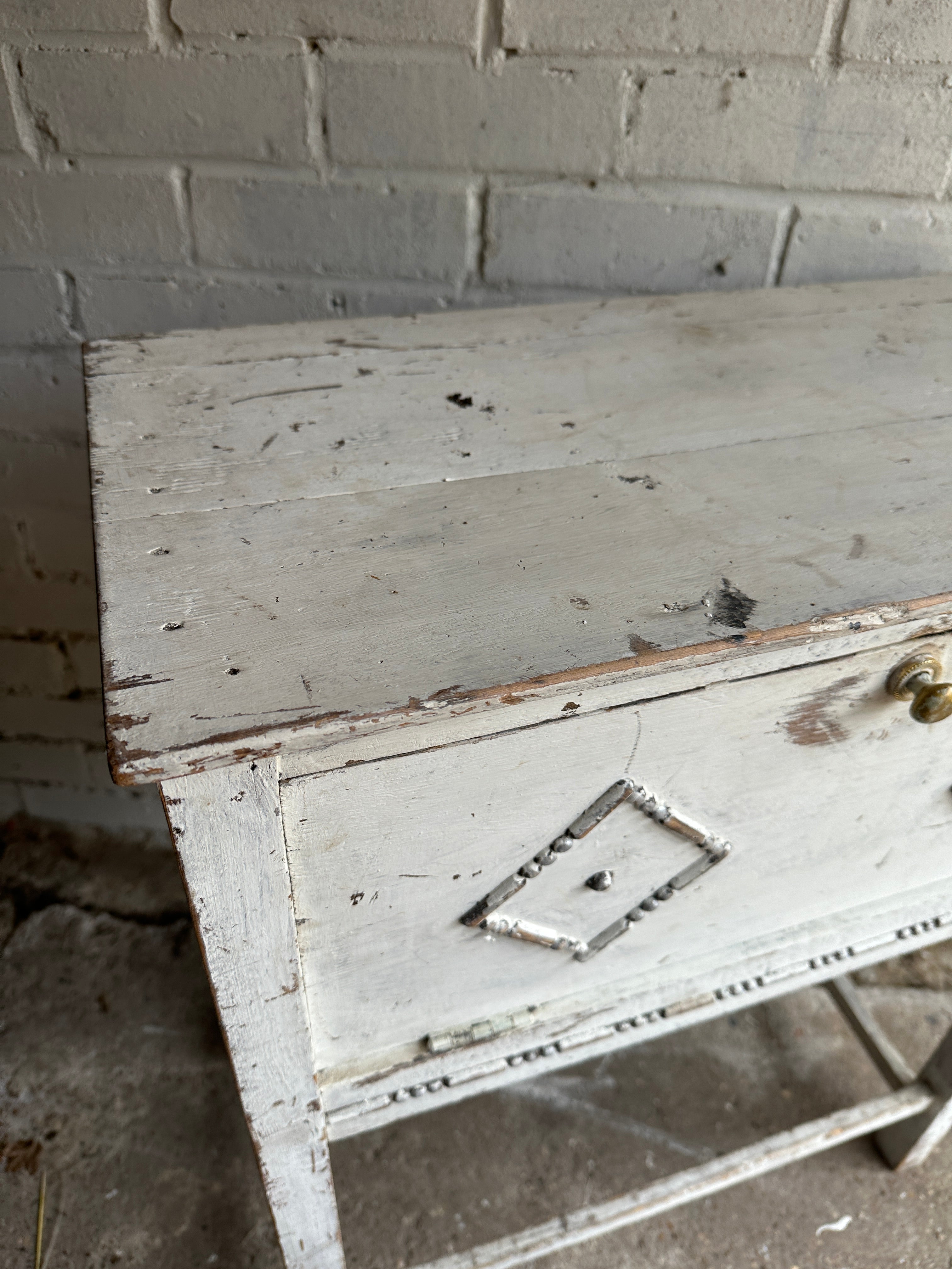 Rustic White Table Cabinet