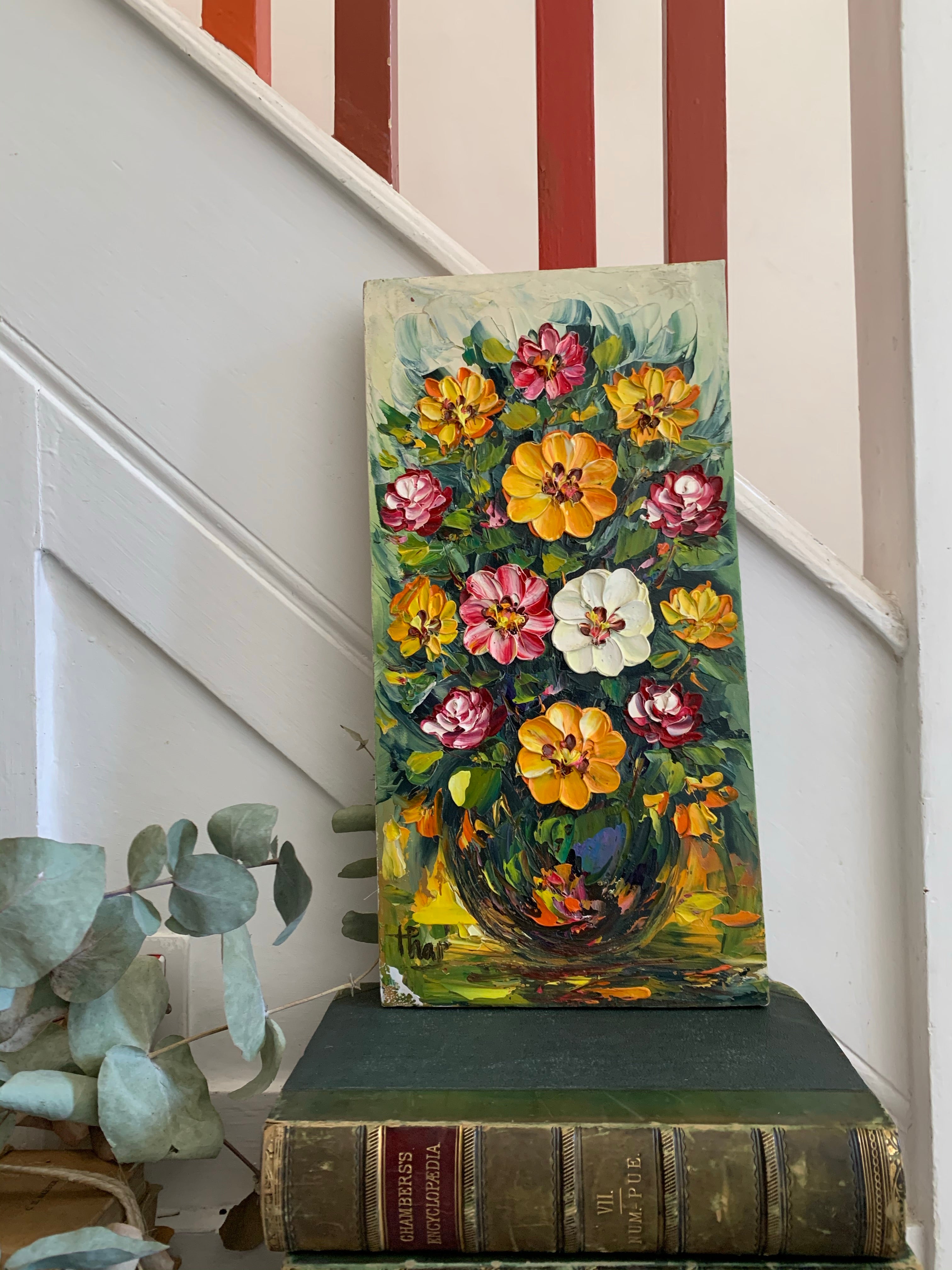 Thick Impasto Floral Oil on Canvas