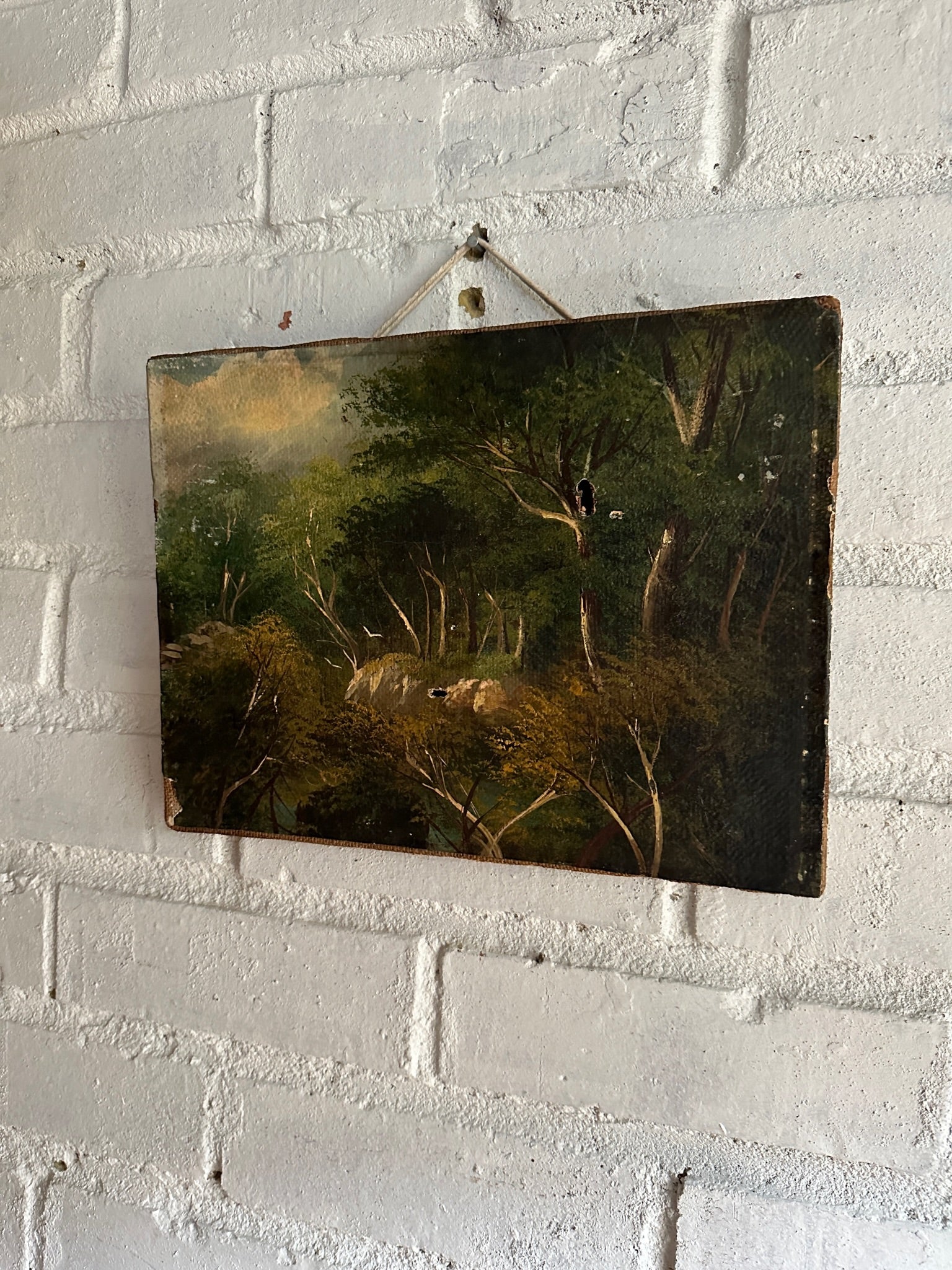 19th Century Landscape: Unframed Oil on Canvas