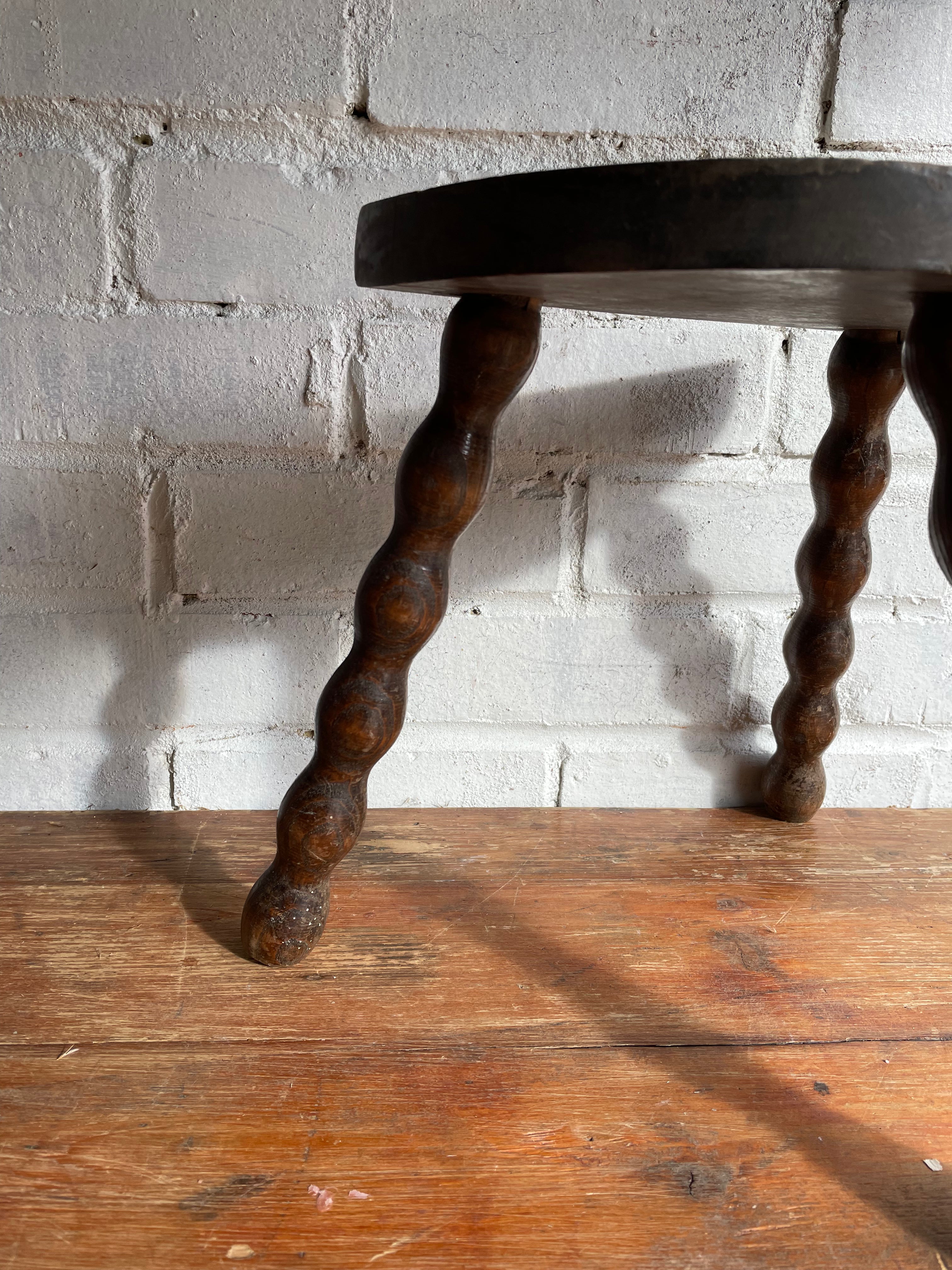 Small French Half-Moon Shaped Milking Stool