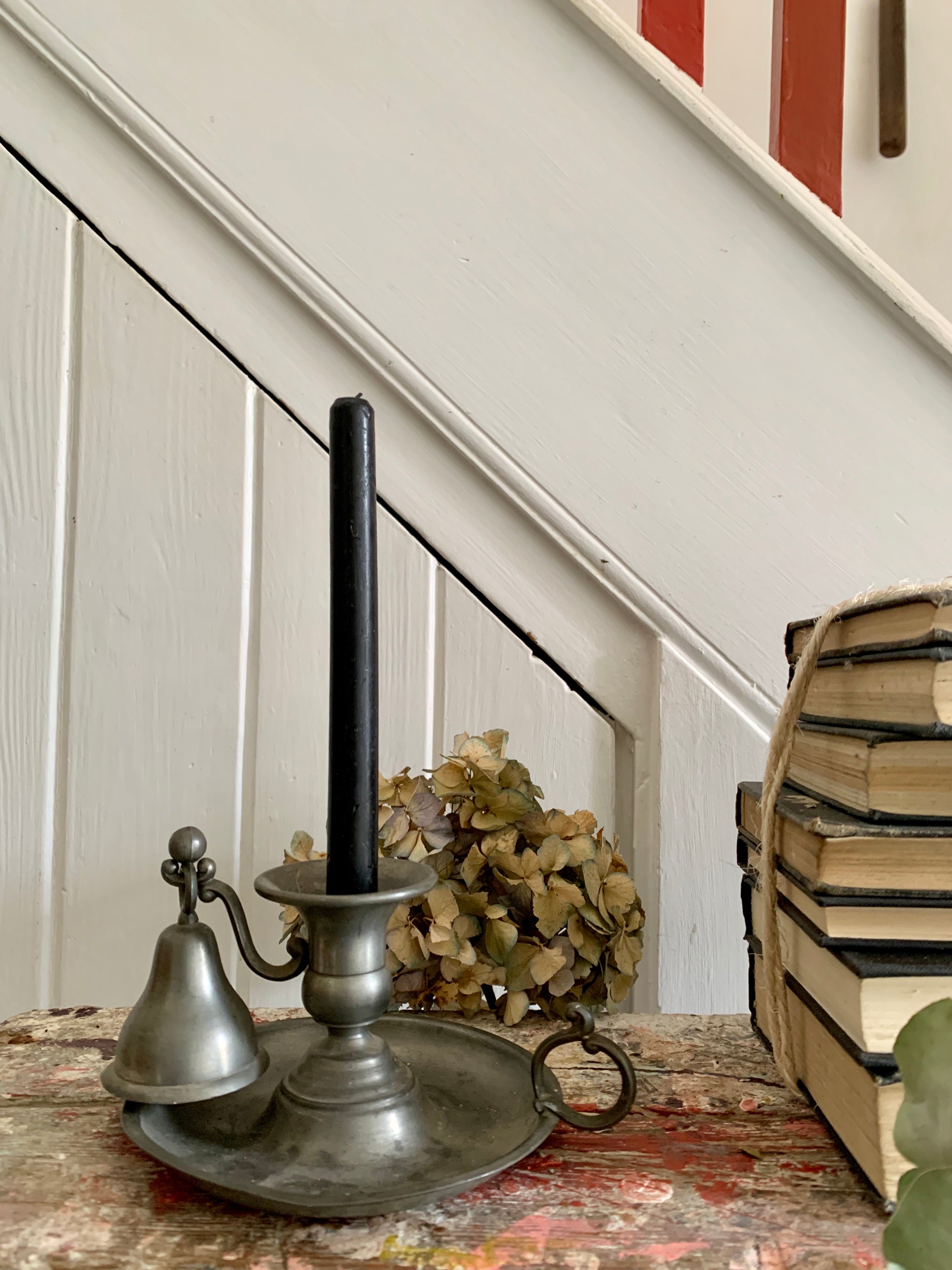 Antique Pewter Chamberstick with snuffer