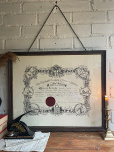 Large Framed 1930s Diploma from “The Worshipful Company of Spectacle Makers”
