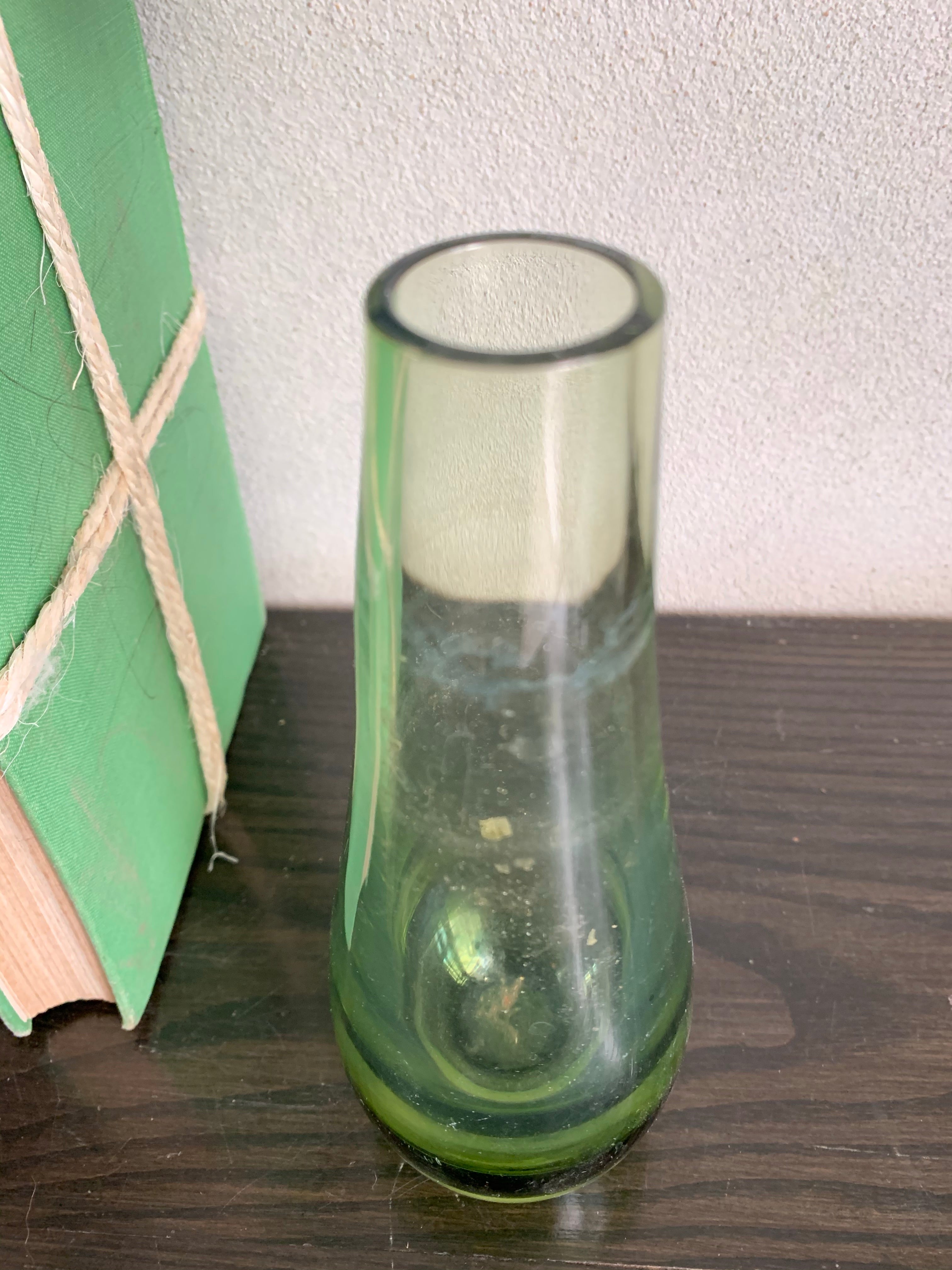 Midcentury Green Glass Vase