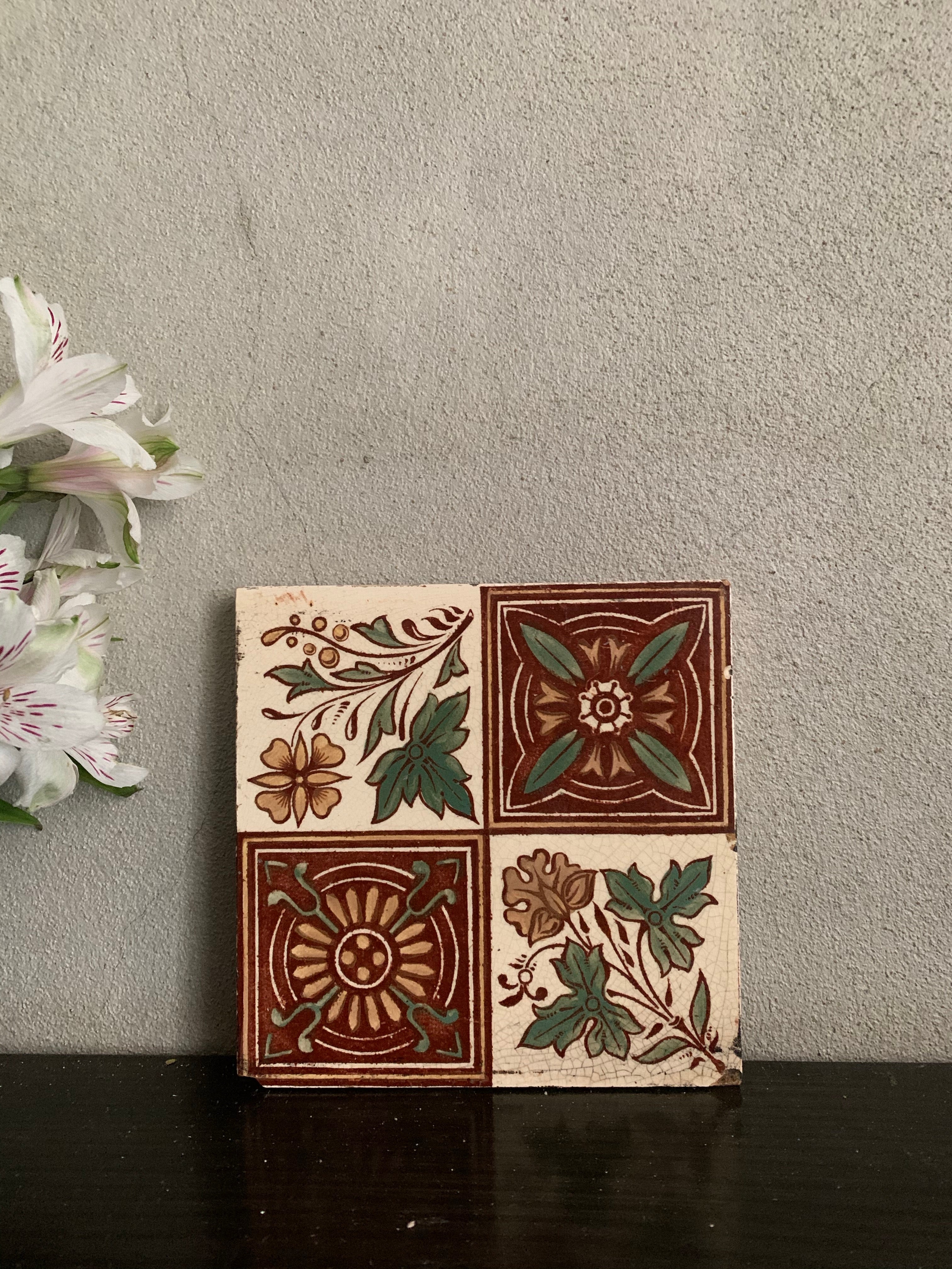 Antique Victorian Pottery Tile 1