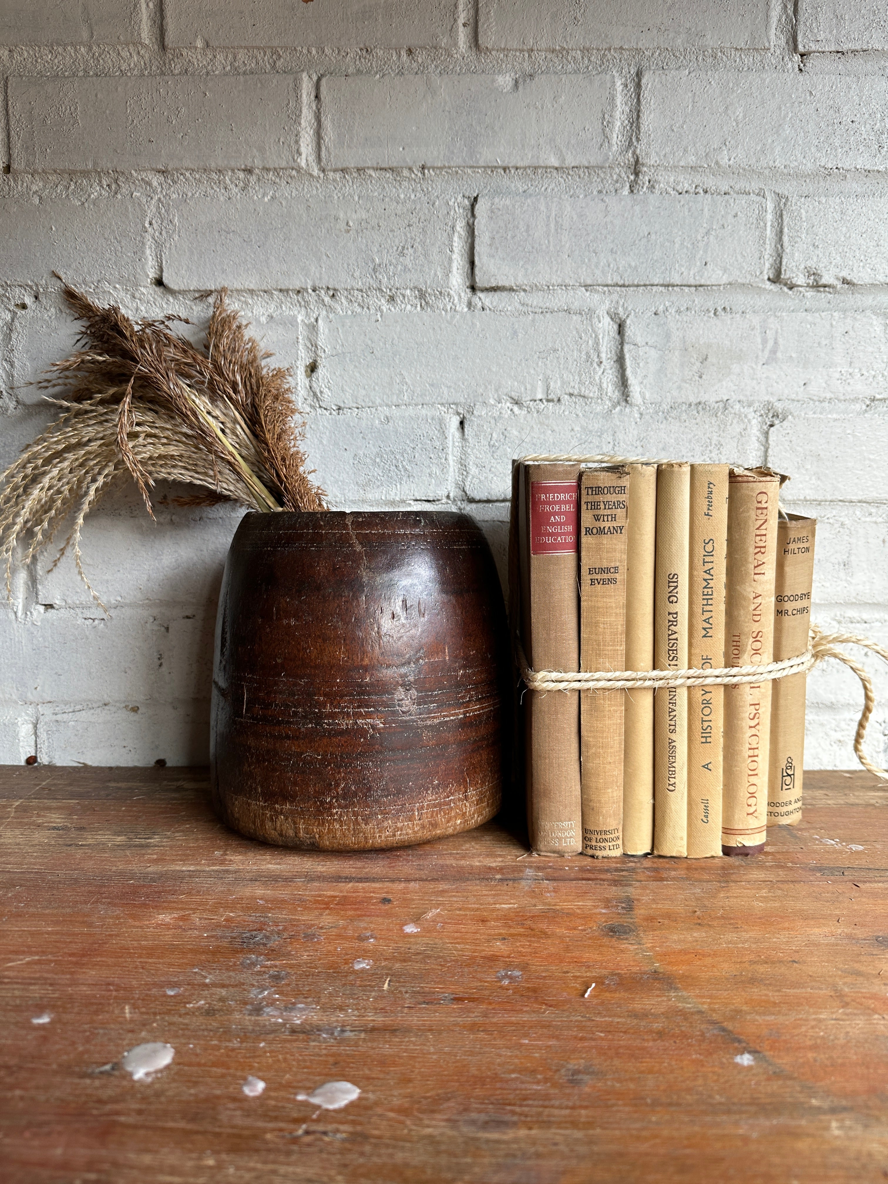 19th Century Hand-Carved Wood Grain Measure Pot