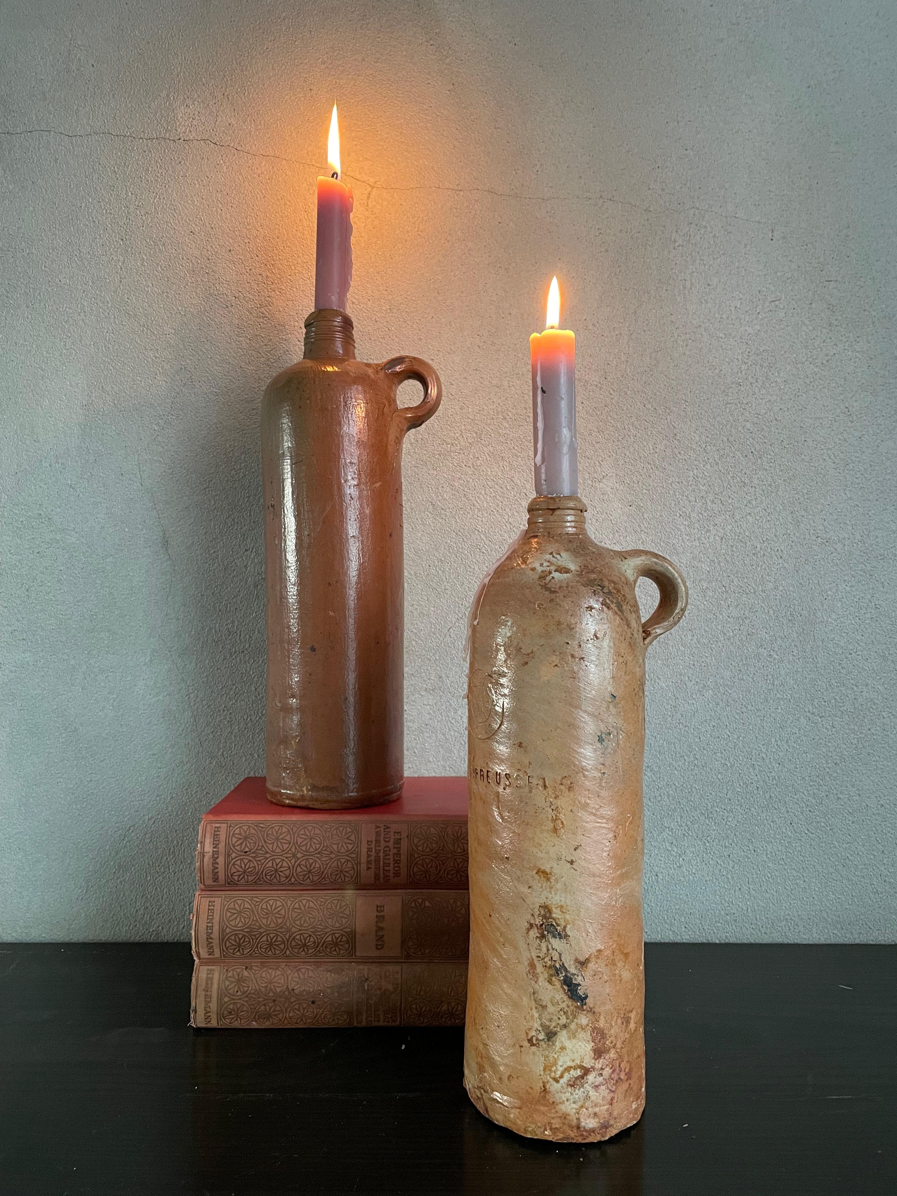 19th Century Ceramic Bottle/Candleholder with Engraved No. 1
