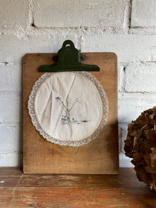 Victorian Silk & Lace Doily with Ink Lettered “Y”