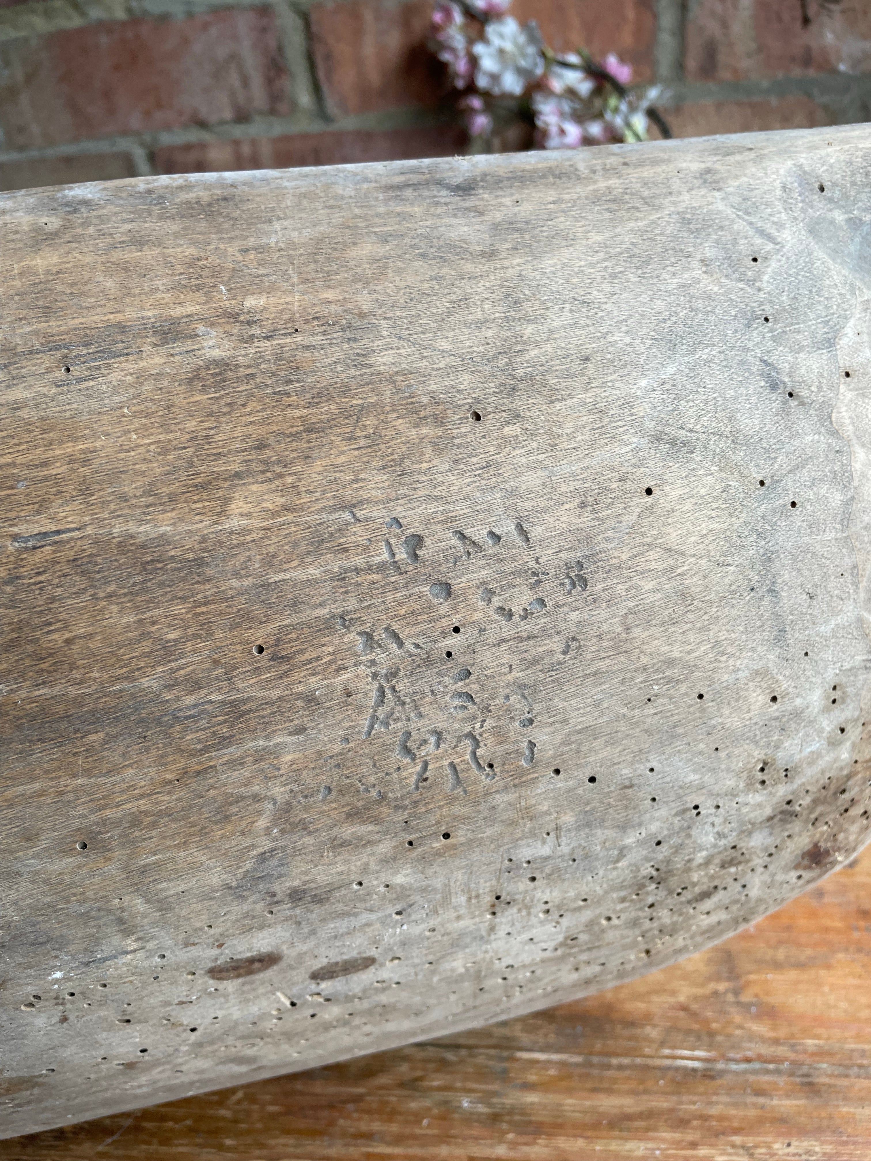 Large Rustic Wooden Dough Bowl 1