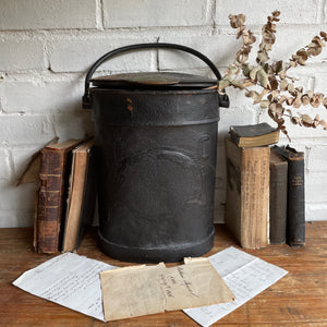 19th Century Caste Iron Bin with Handle from "Leicester Cooperative Society"
