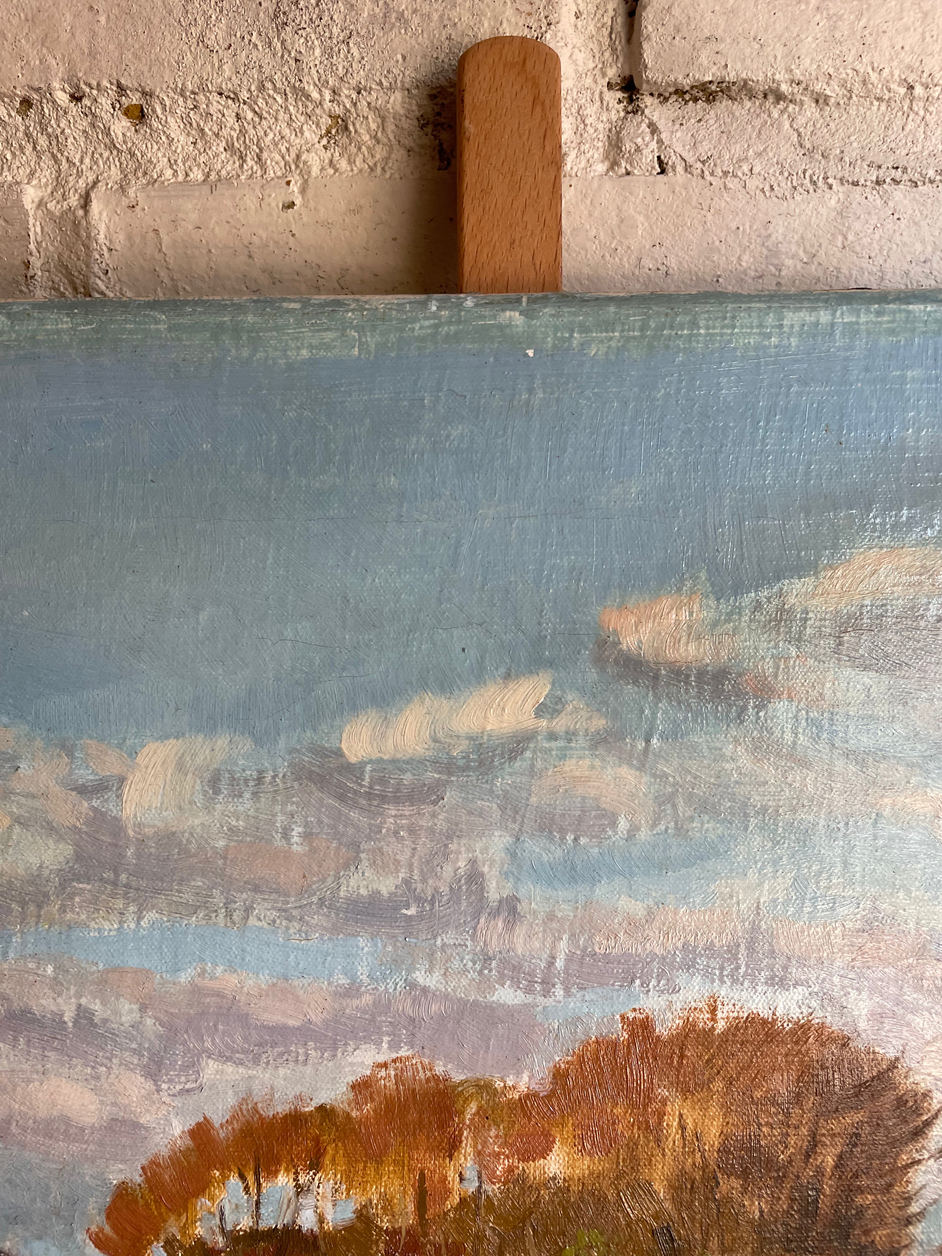 Fields and Blue Sky: Tiny Oil on Canvas