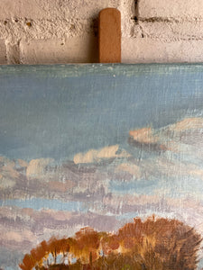 Fields and Blue Sky: Tiny Oil on Canvas
