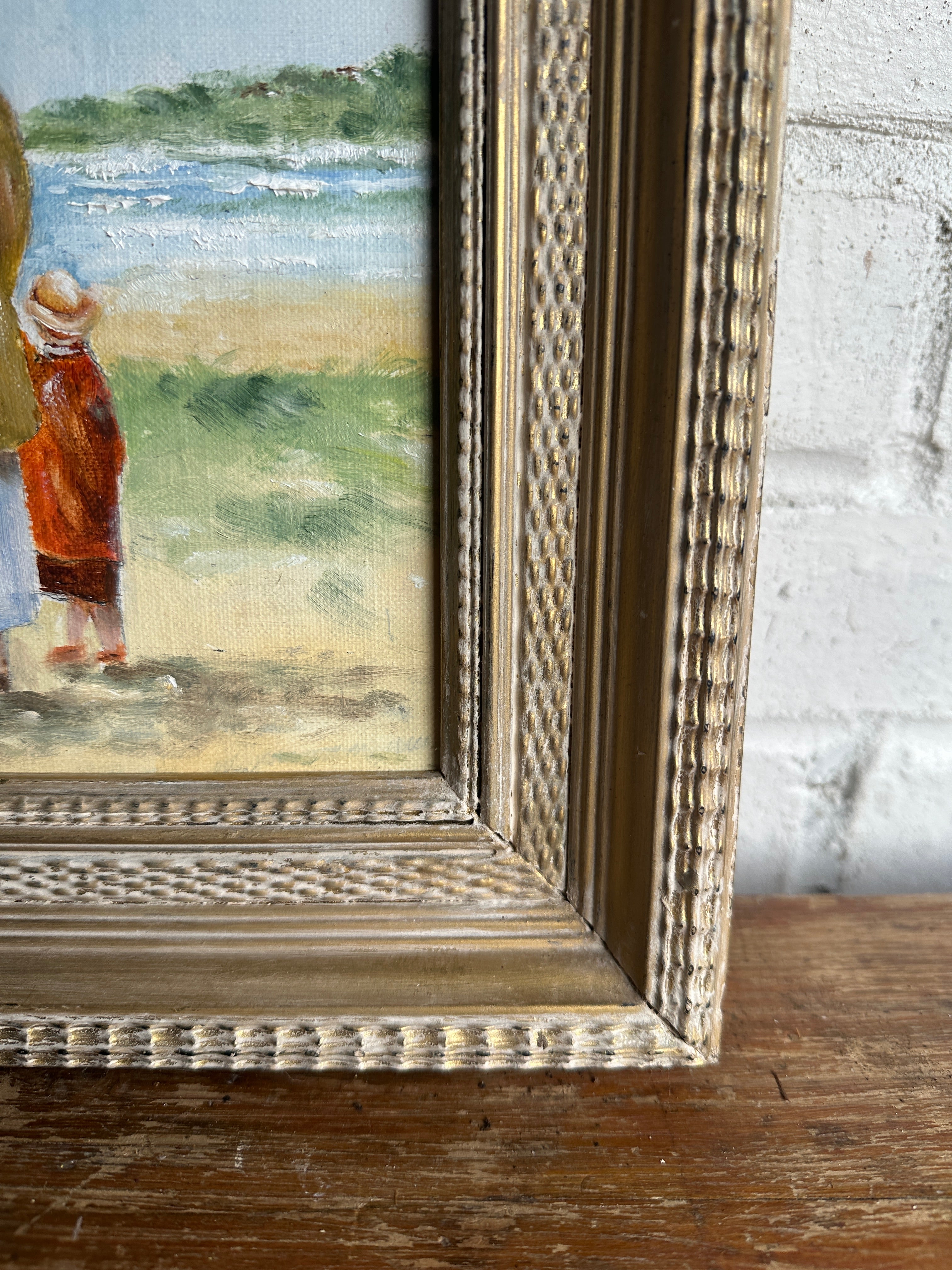 Edwardian Lakeside Scene: Vintage Oil on Board