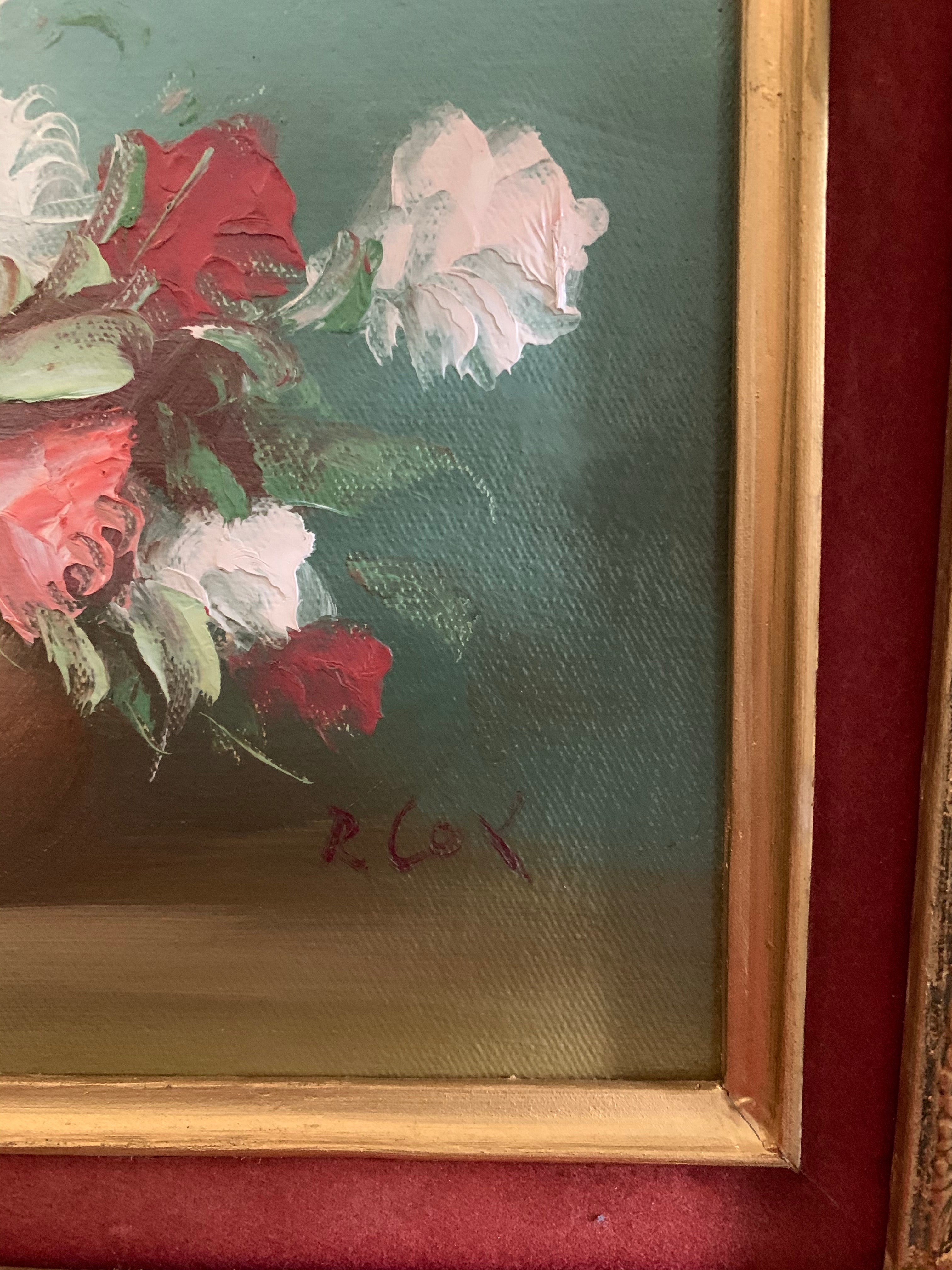 Small Floral Oil Painting with Gilt Frame