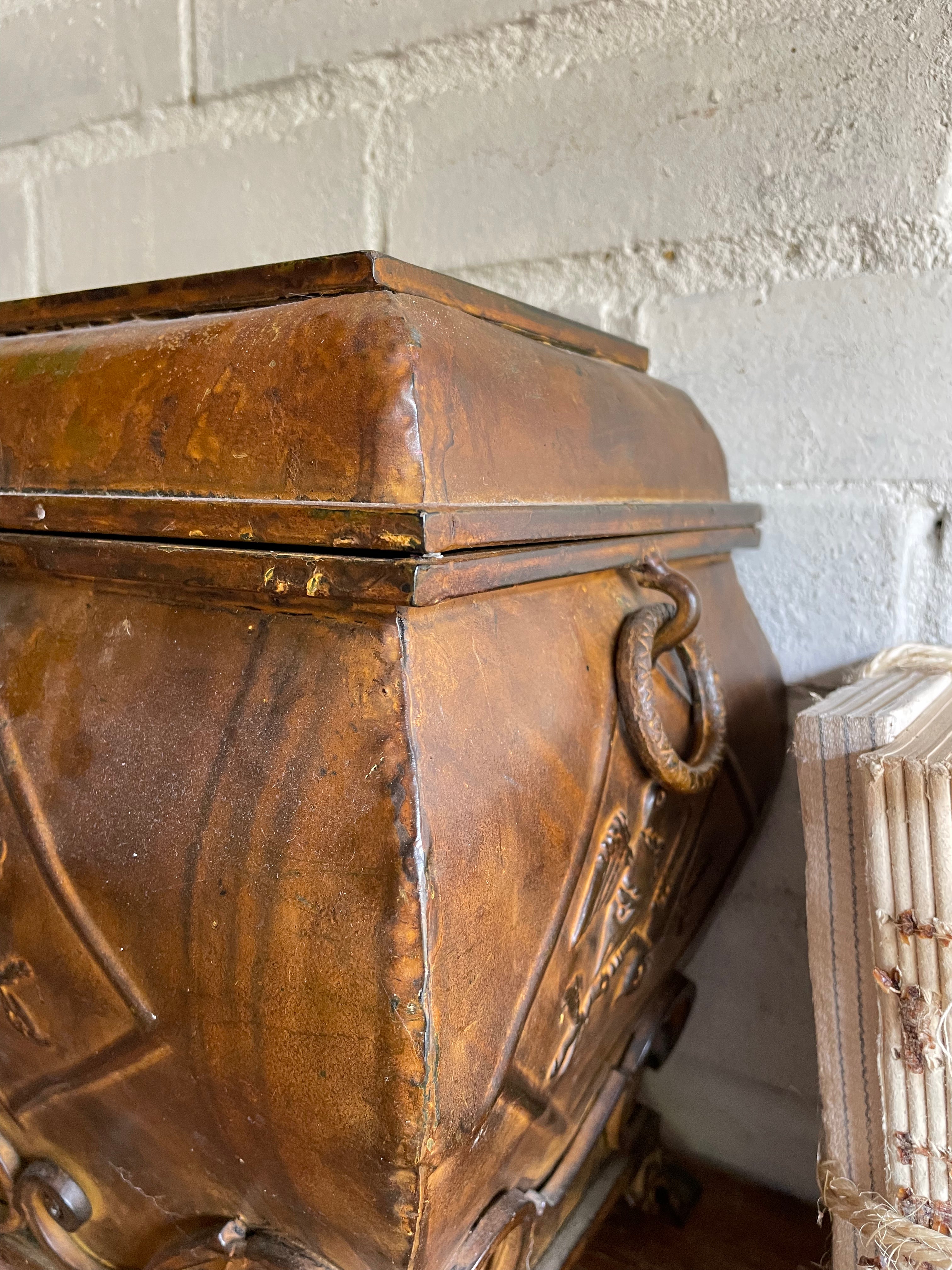Large Metal Box with Bird Decoration