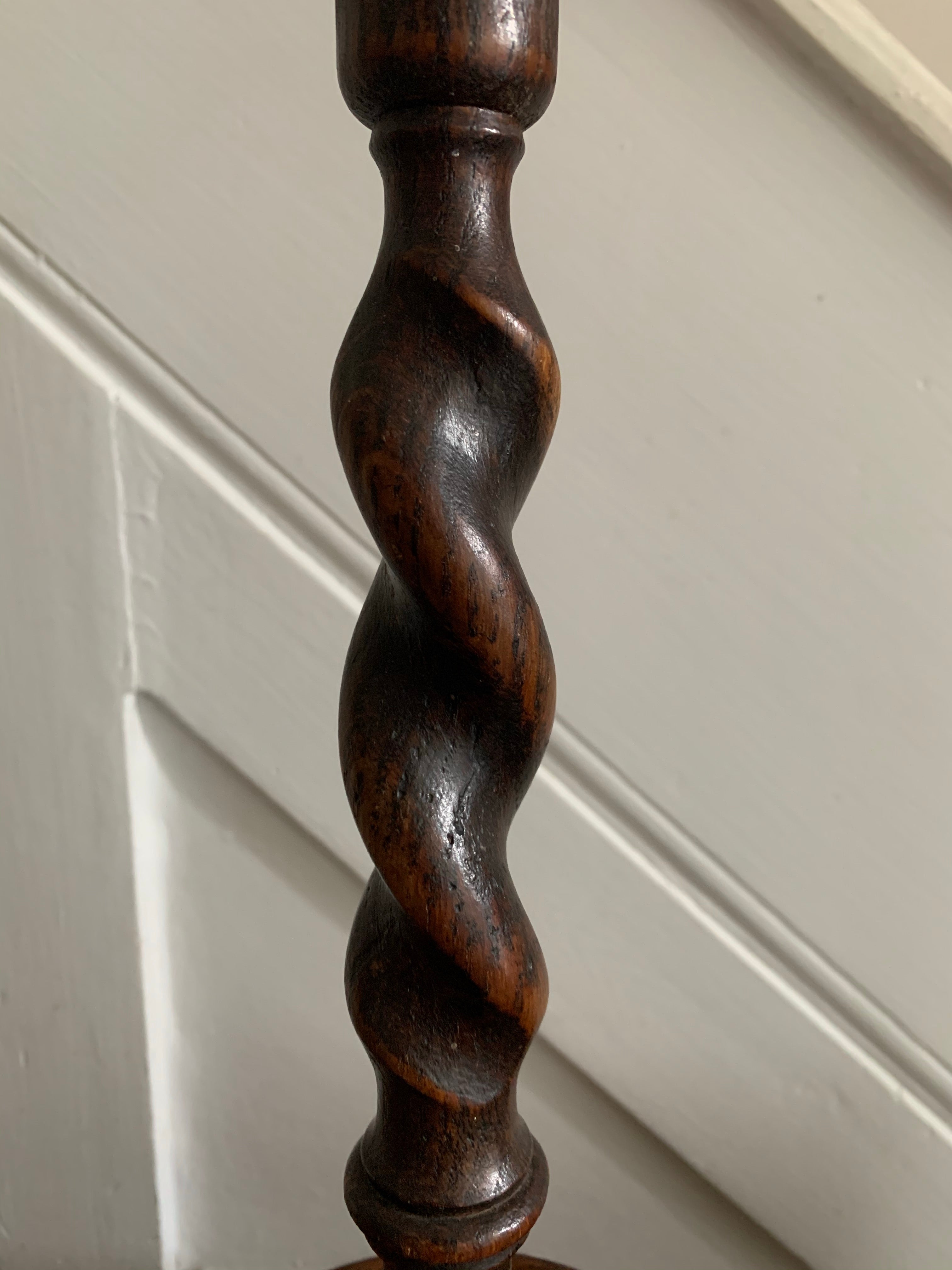 Antique “Barley Twist” Wooden Candlesticks