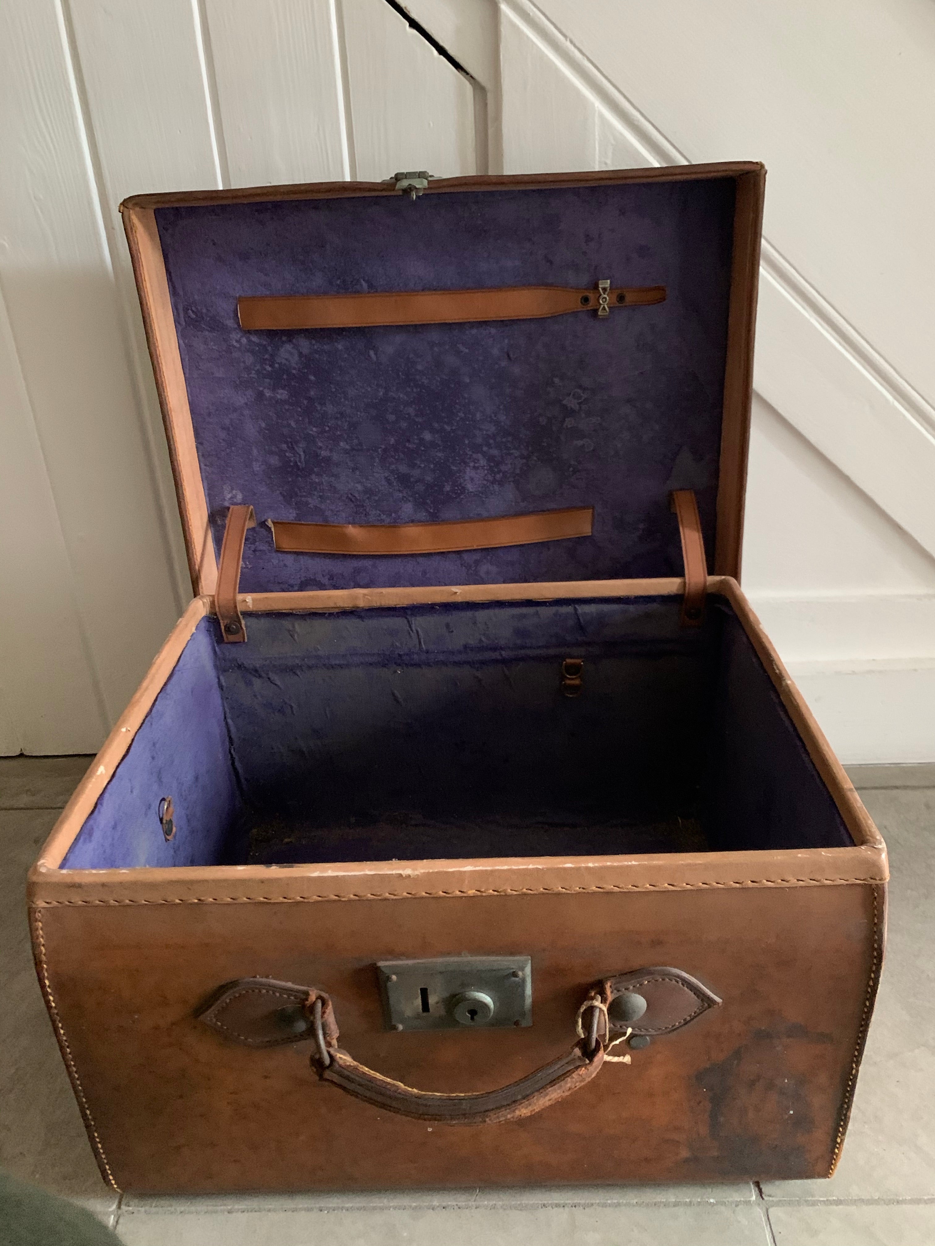 Beautiful 1930s Leather Steamer Trunk