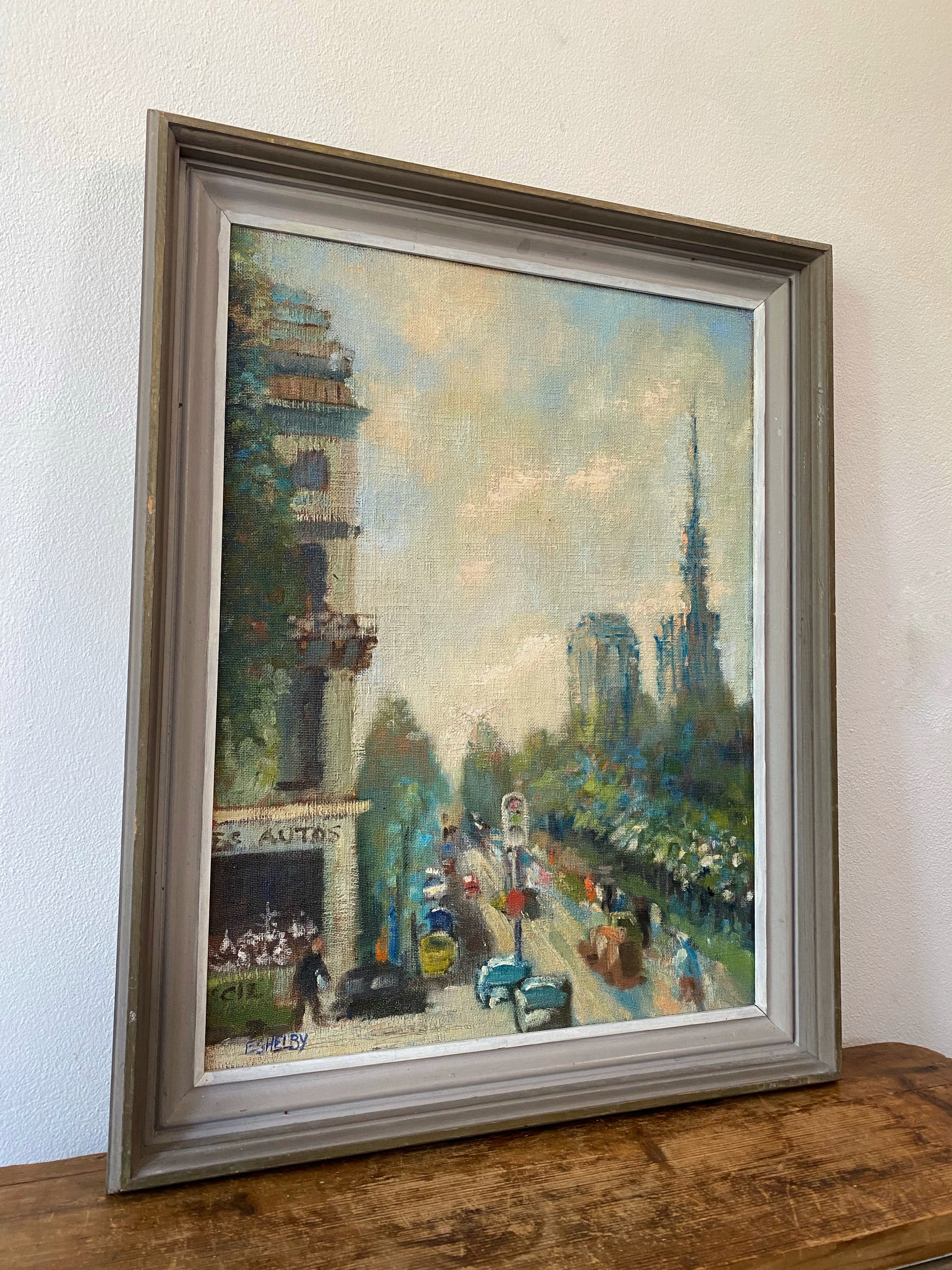 Notre Dame: Oil on Hessian