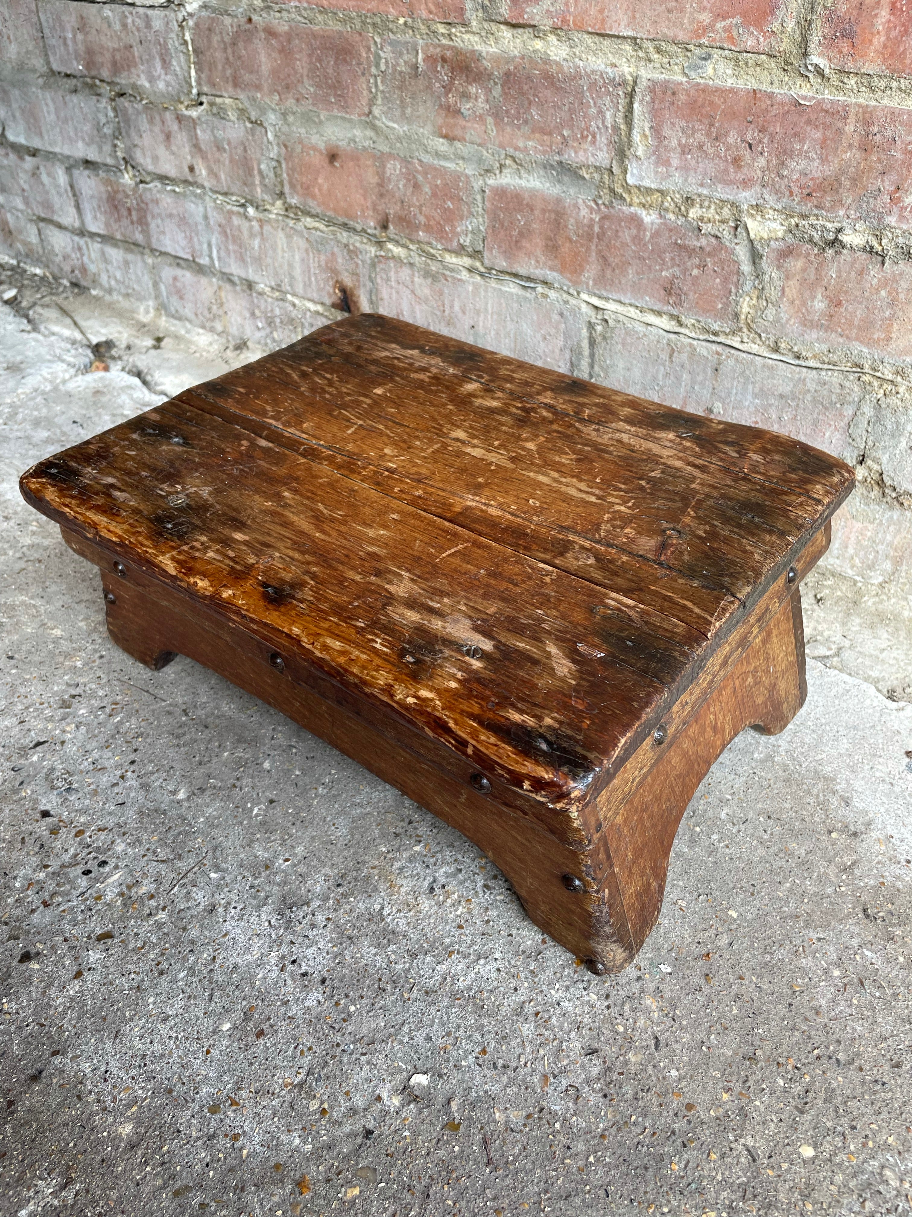 Rustic Antique Low Stool/Display Stand