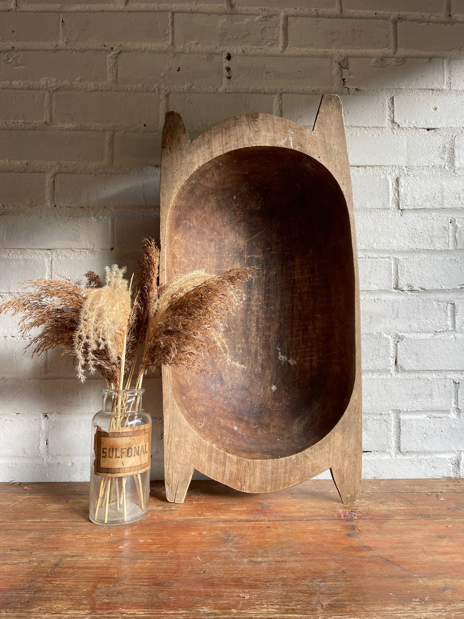 Large Wooden Dough Bowl 2