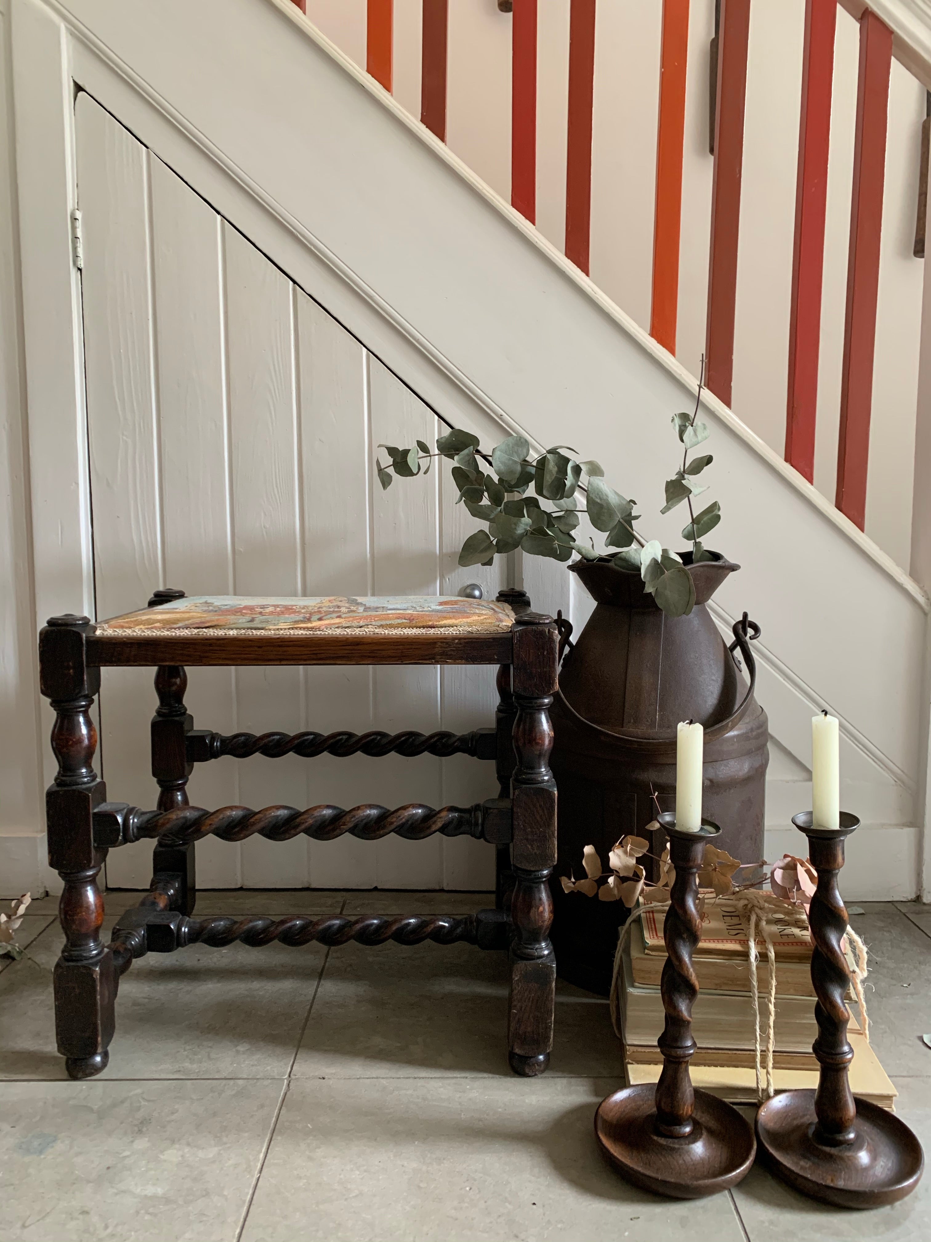 19th Century Tapestry Piano Stool