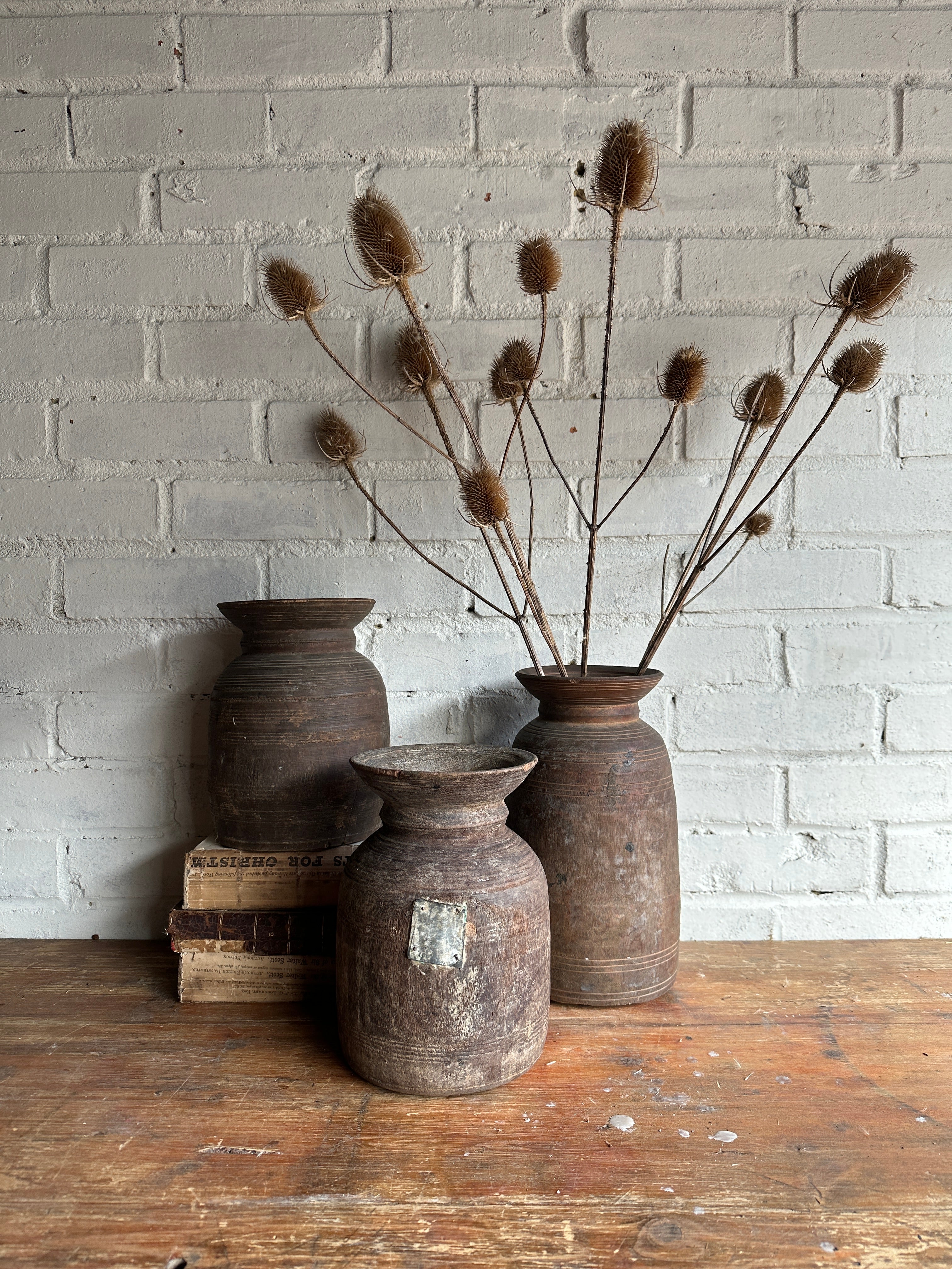 19th Century Tibetan Carved Wooden Curd Pot