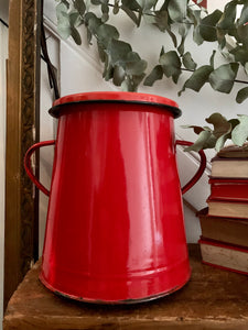Large Red Enamel Storage Pot