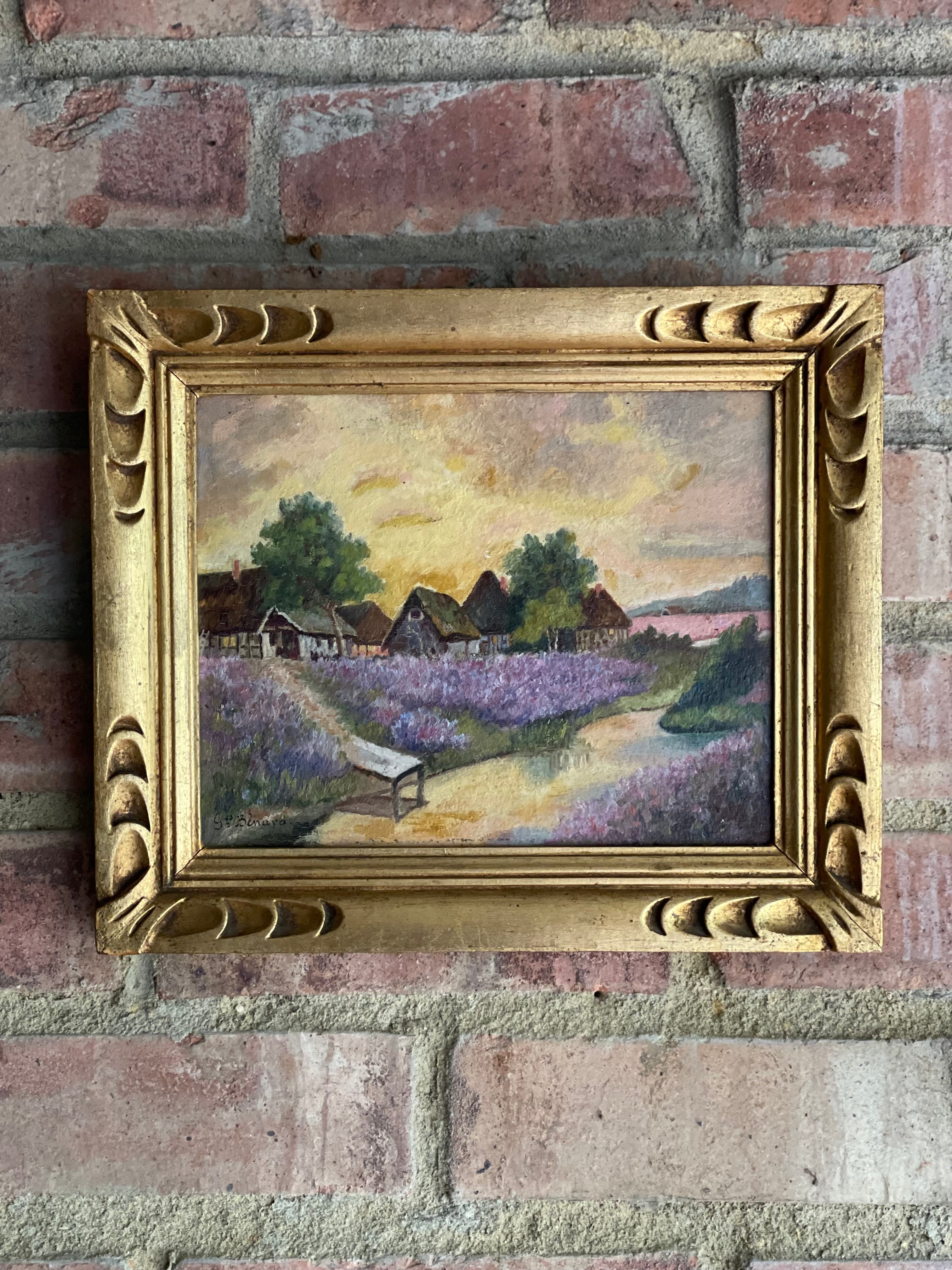 French Lavender: Small Signed Oil on Board