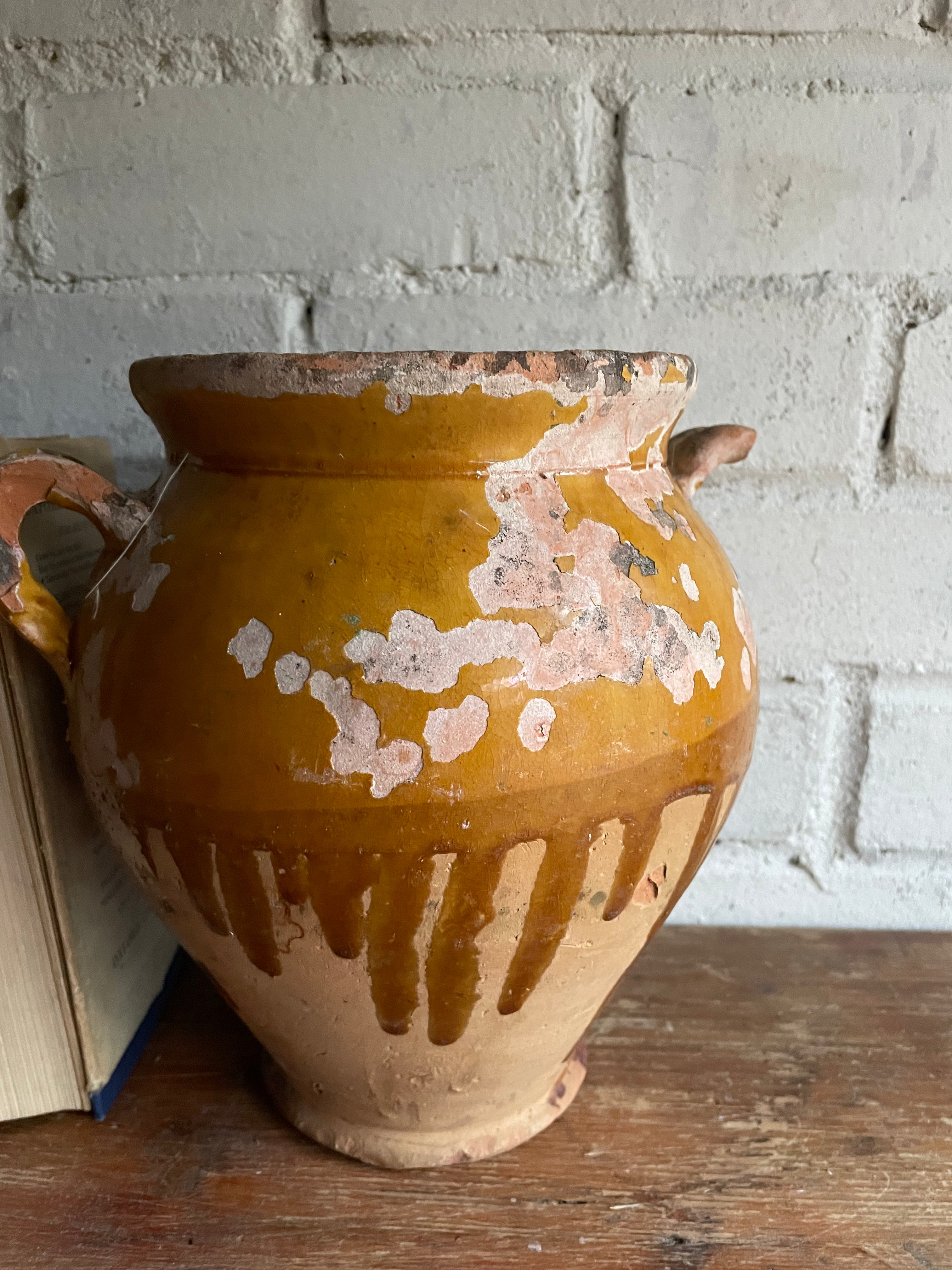 Small 19th Century French Yellow Confit Pot