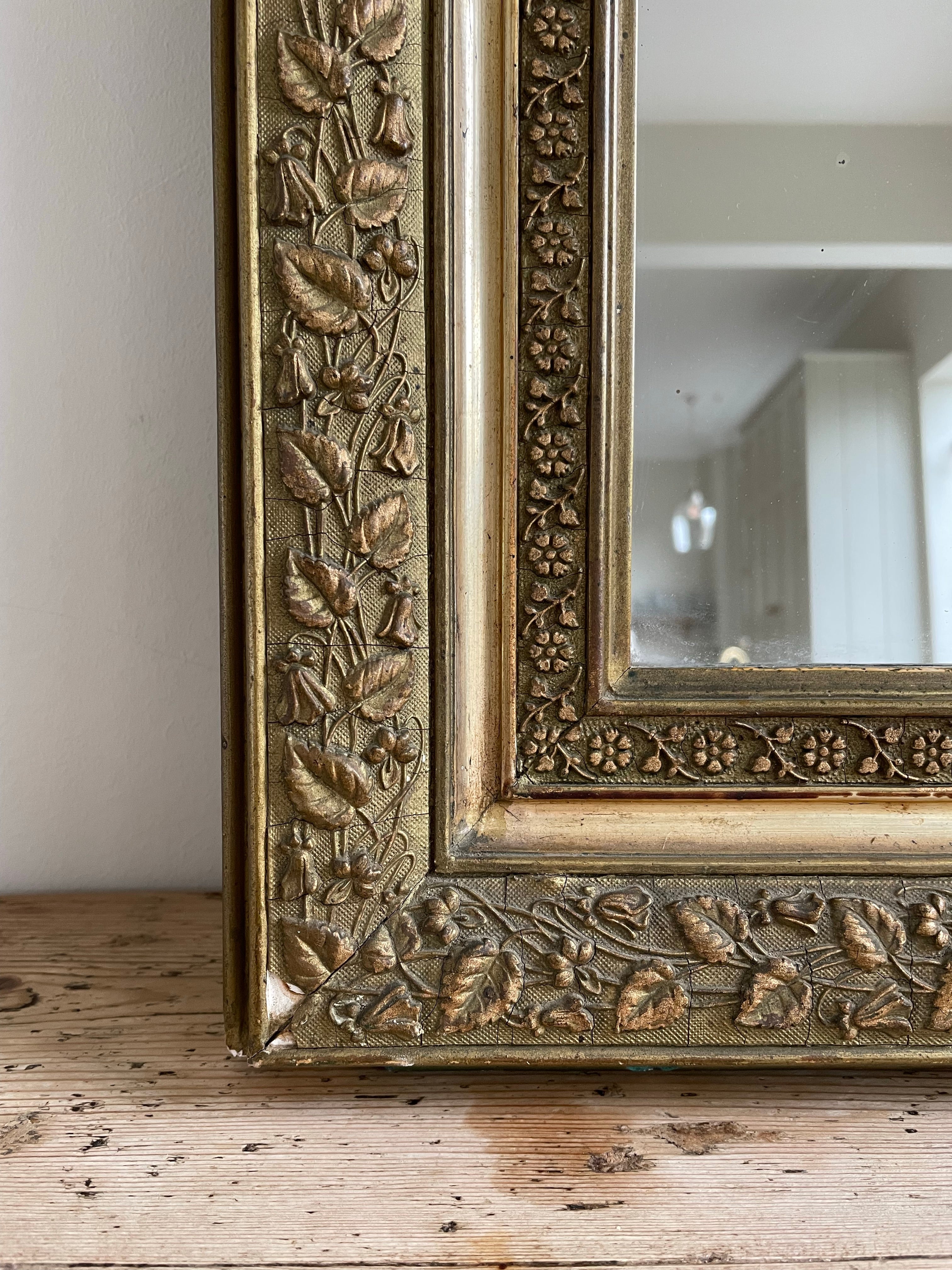 Large Antique French Gilt Mirror