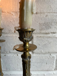 Pair of Decorative Brass Candlesticks