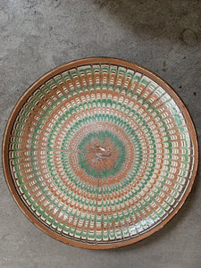 Decorative Patterned Plate in greens and earthy colours